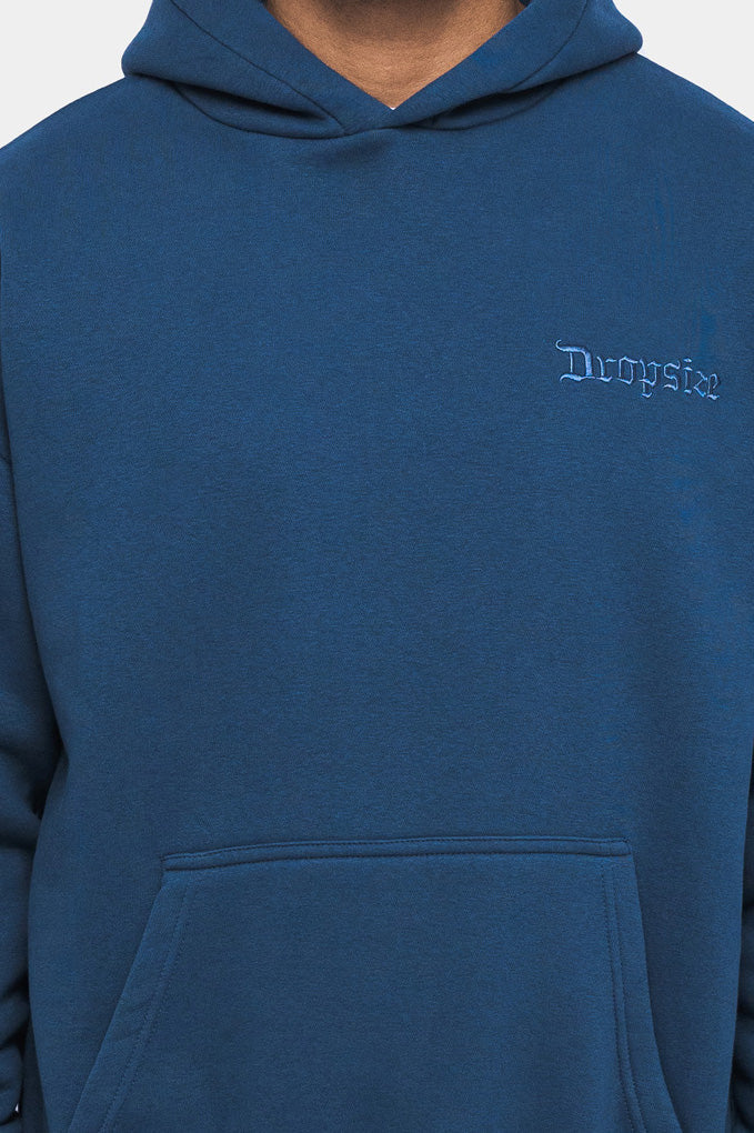 HEAVY OVERSIZE EMBO HOODIE WASHED INDIGO