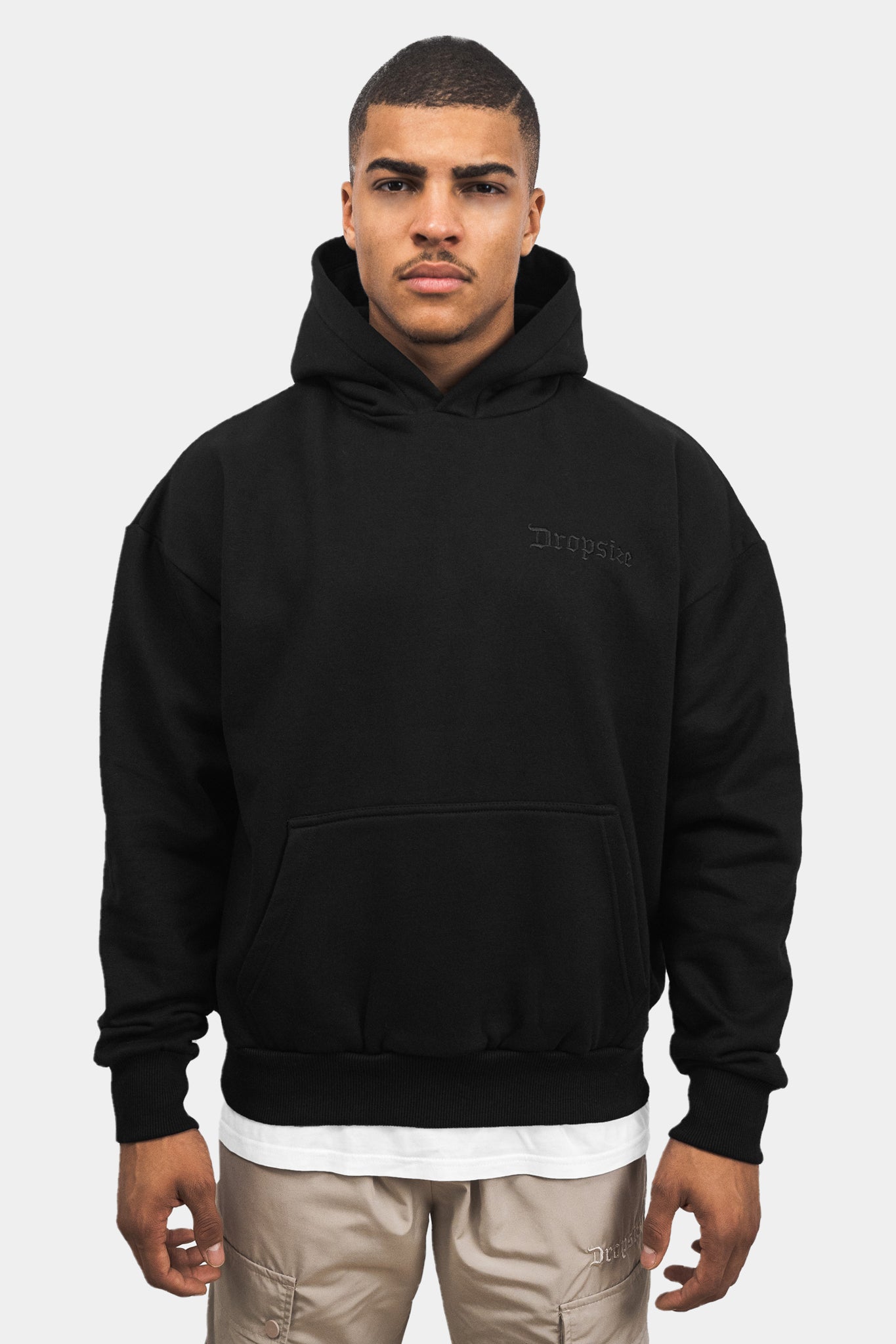 HEAVY OVERSIZED CREW LOVE HOODIE BLACK