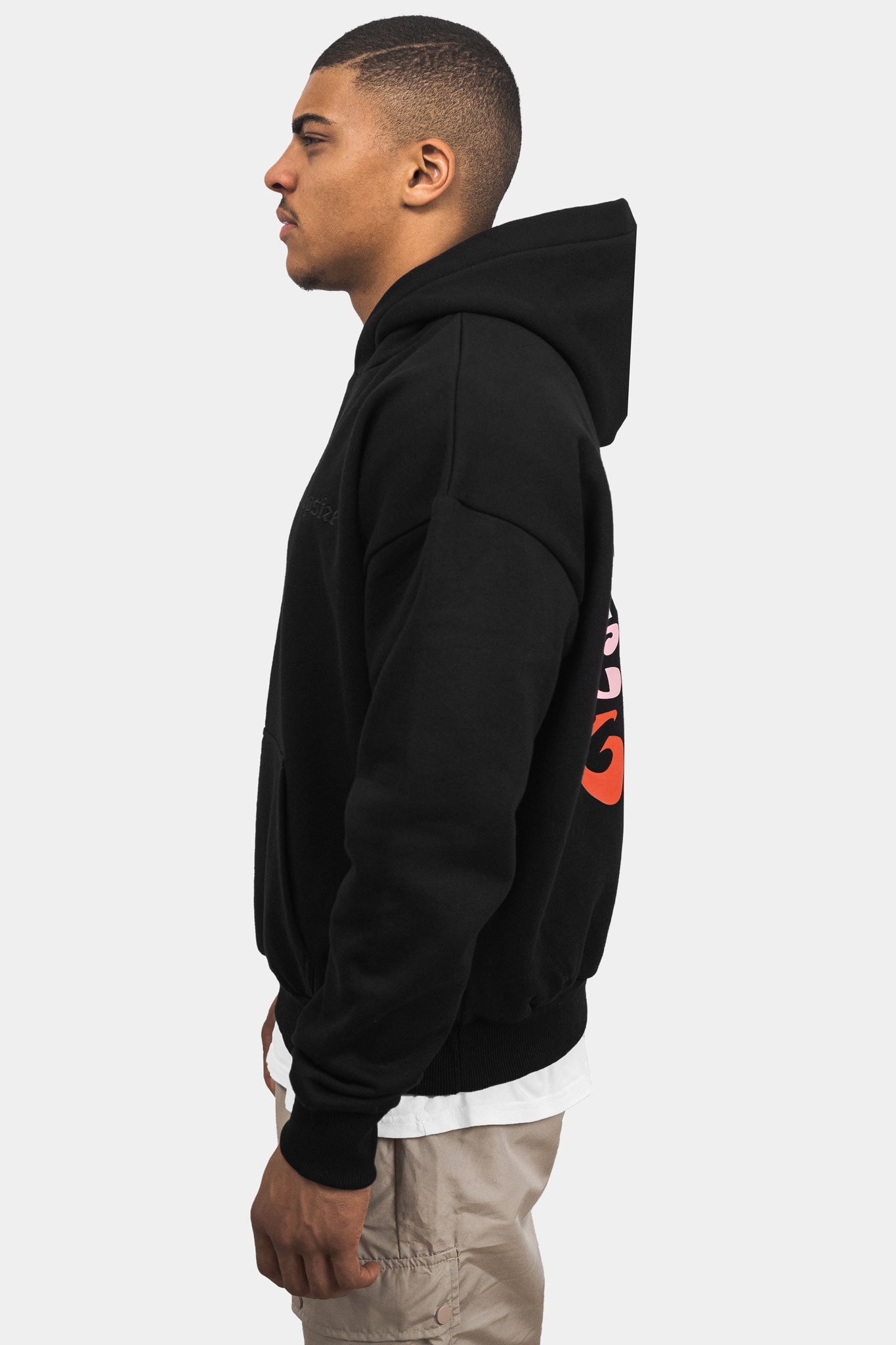 HEAVY OVERSIZED CREW LOVE HOODIE BLACK