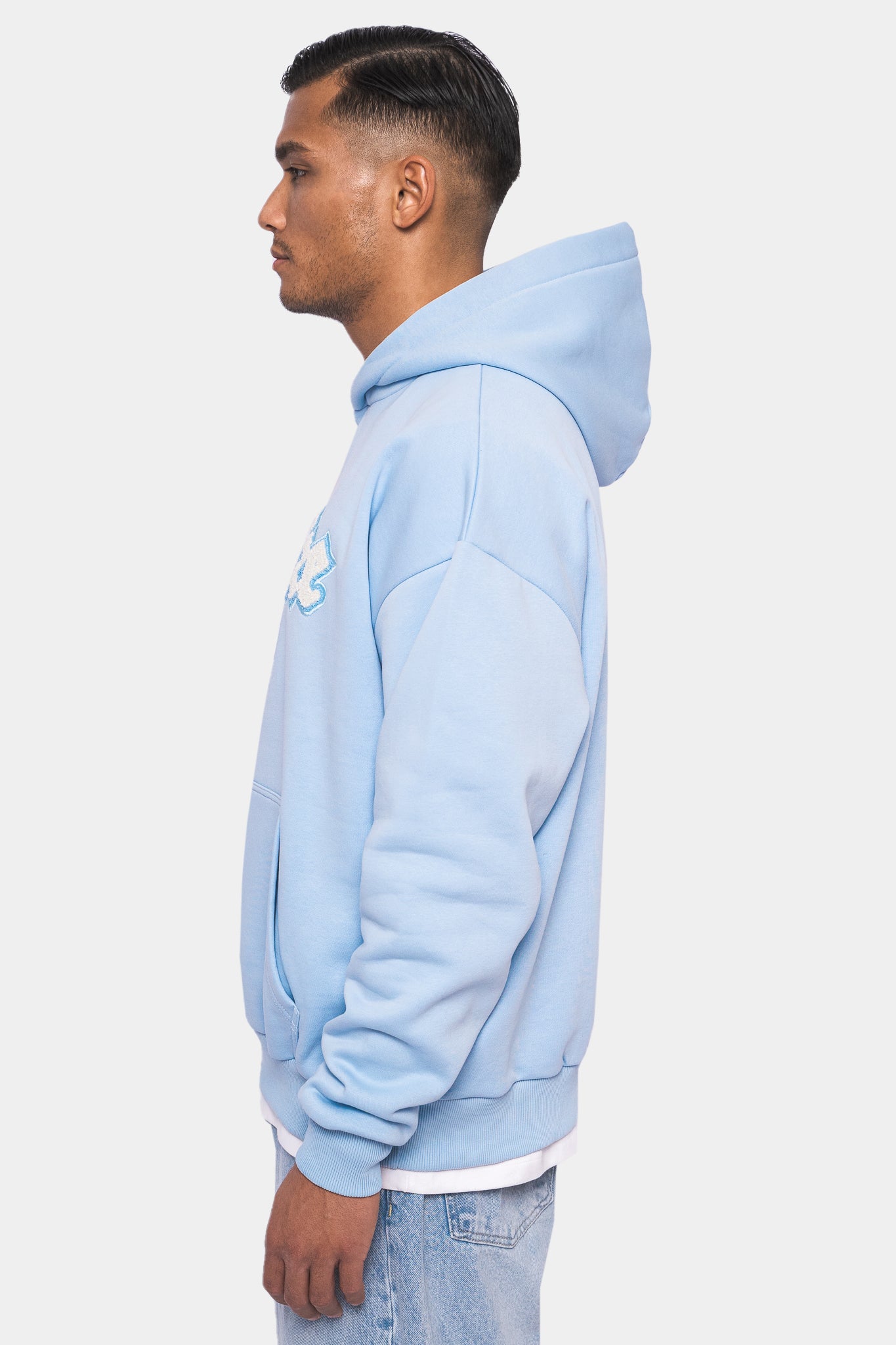 HEAVY OVERSIZE TERRY EMBO HOODIE BABY BLUE
