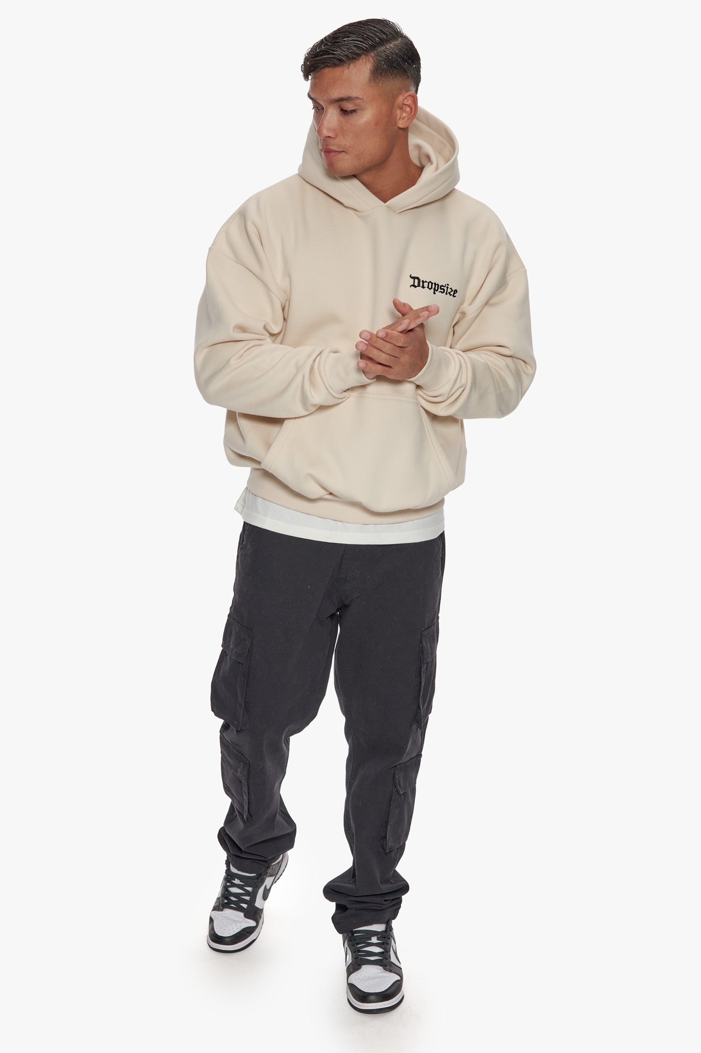 HEAVY OVERSIZE EMBO HOODIE COCONUT MILK