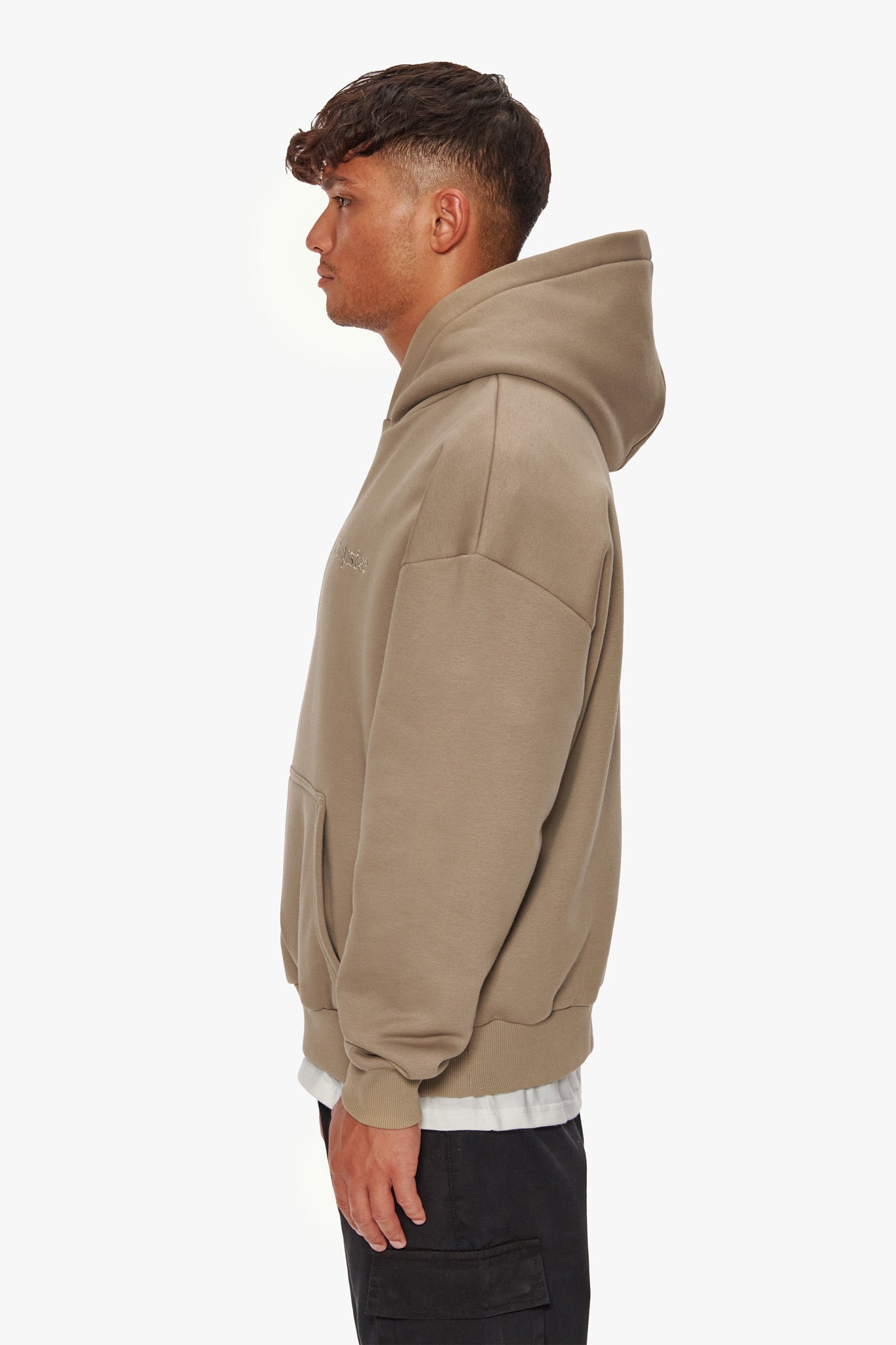 HEAVY OVERSIZE EMBO HOODIE SILVER MINK