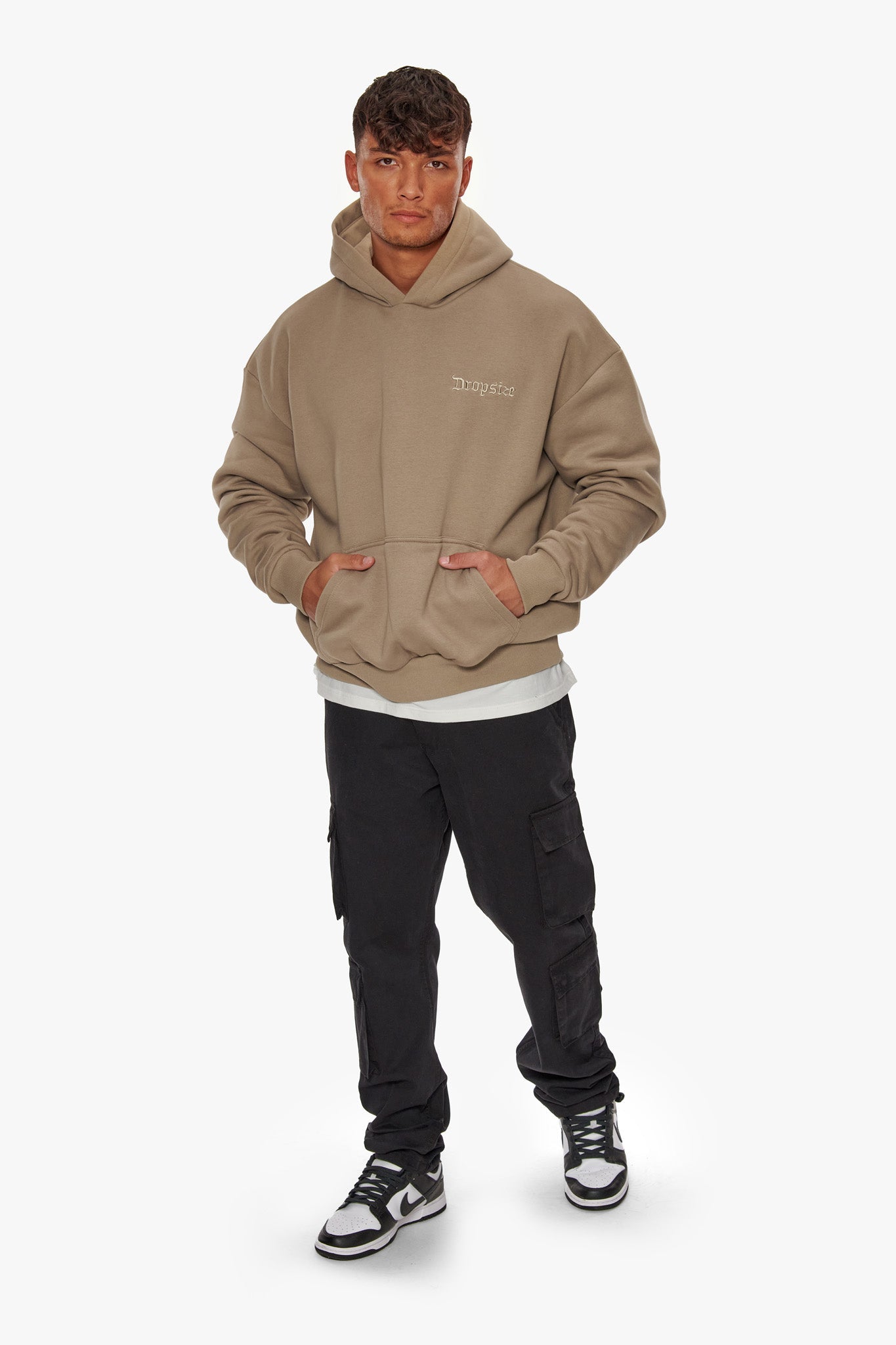 HEAVY OVERSIZE EMBO HOODIE SILVER MINK