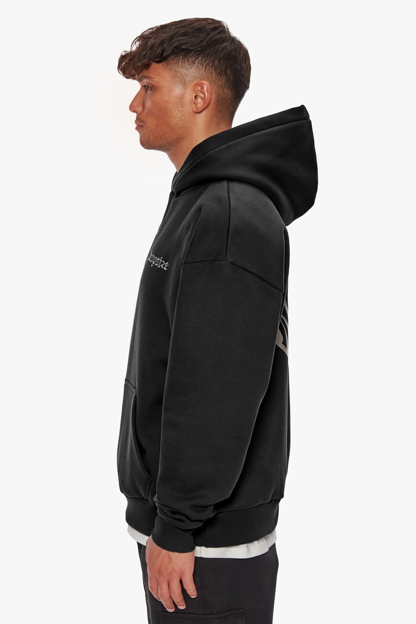 HEAVY OVERSIZED BROKEN HEART HOODIE WASHED BLACK