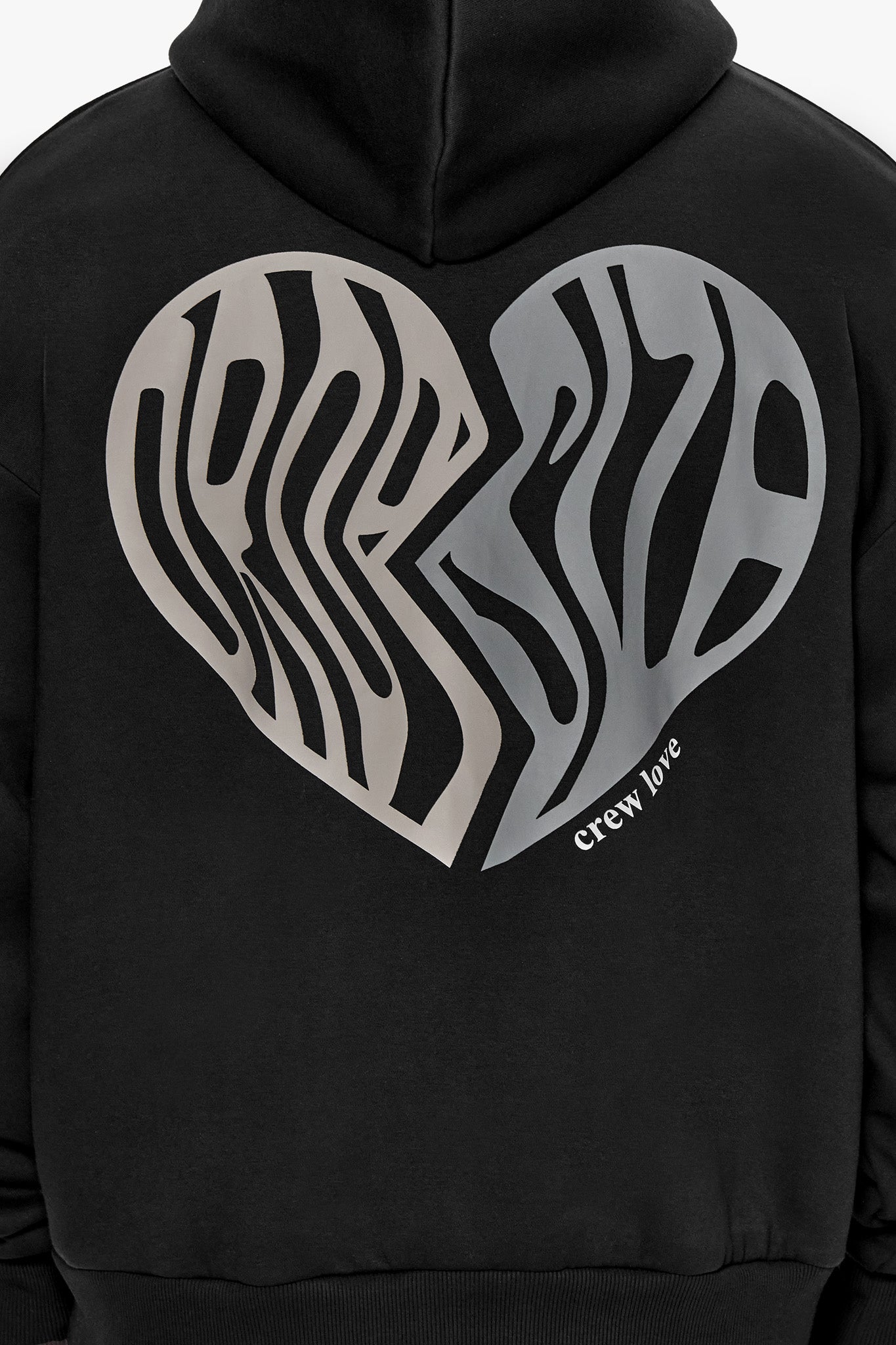 HEAVY OVERSIZED BROKEN HEART HOODIE WASHED BLACK