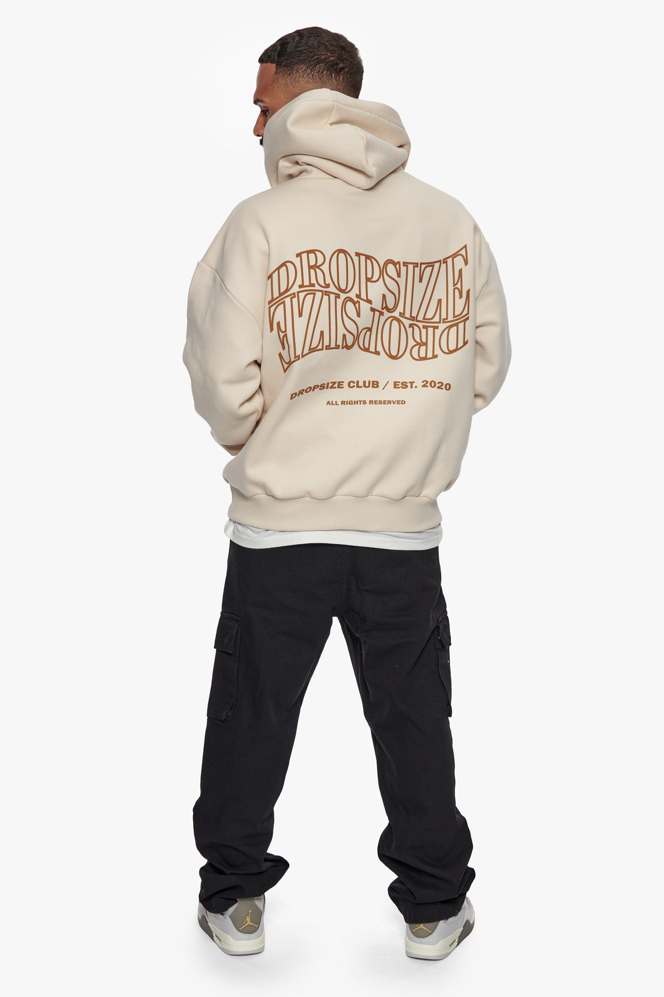 HEAVY OVERSIZE MIRRORED LOGO HOODIE COCONUT MILK