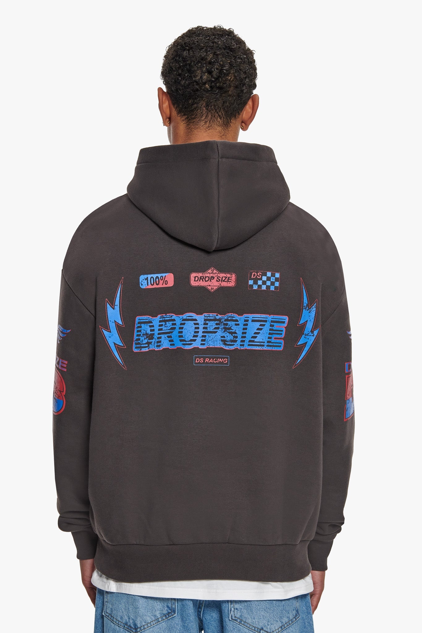 HEAVY OVERSIZE RACING HOODIE WASHED BLACK