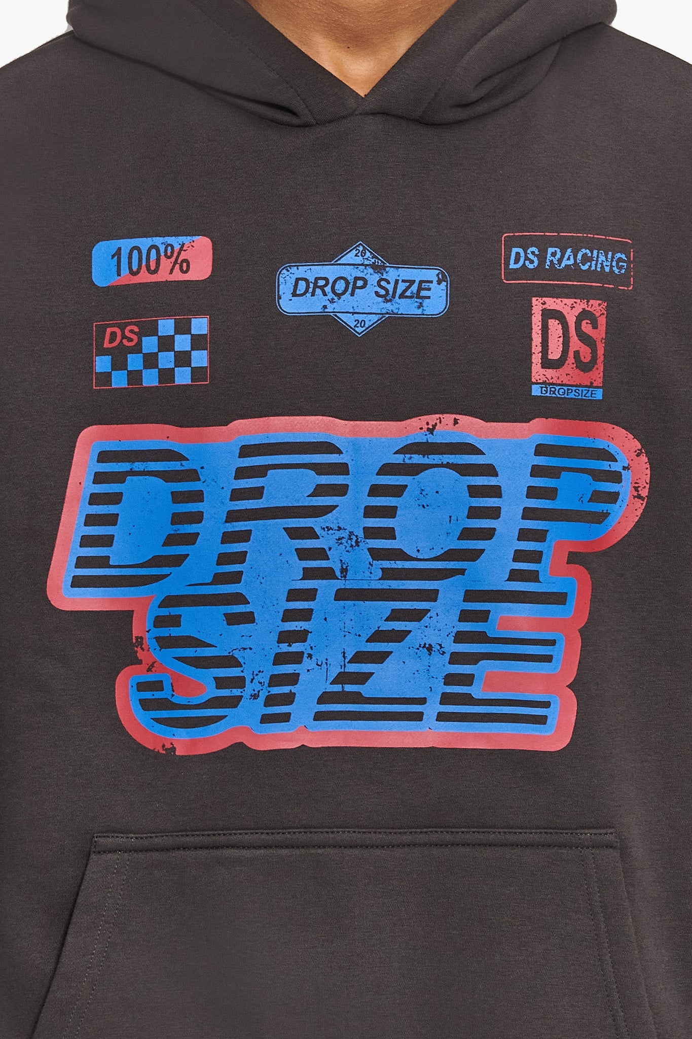 HEAVY OVERSIZE RACING HOODIE WASHED BLACK