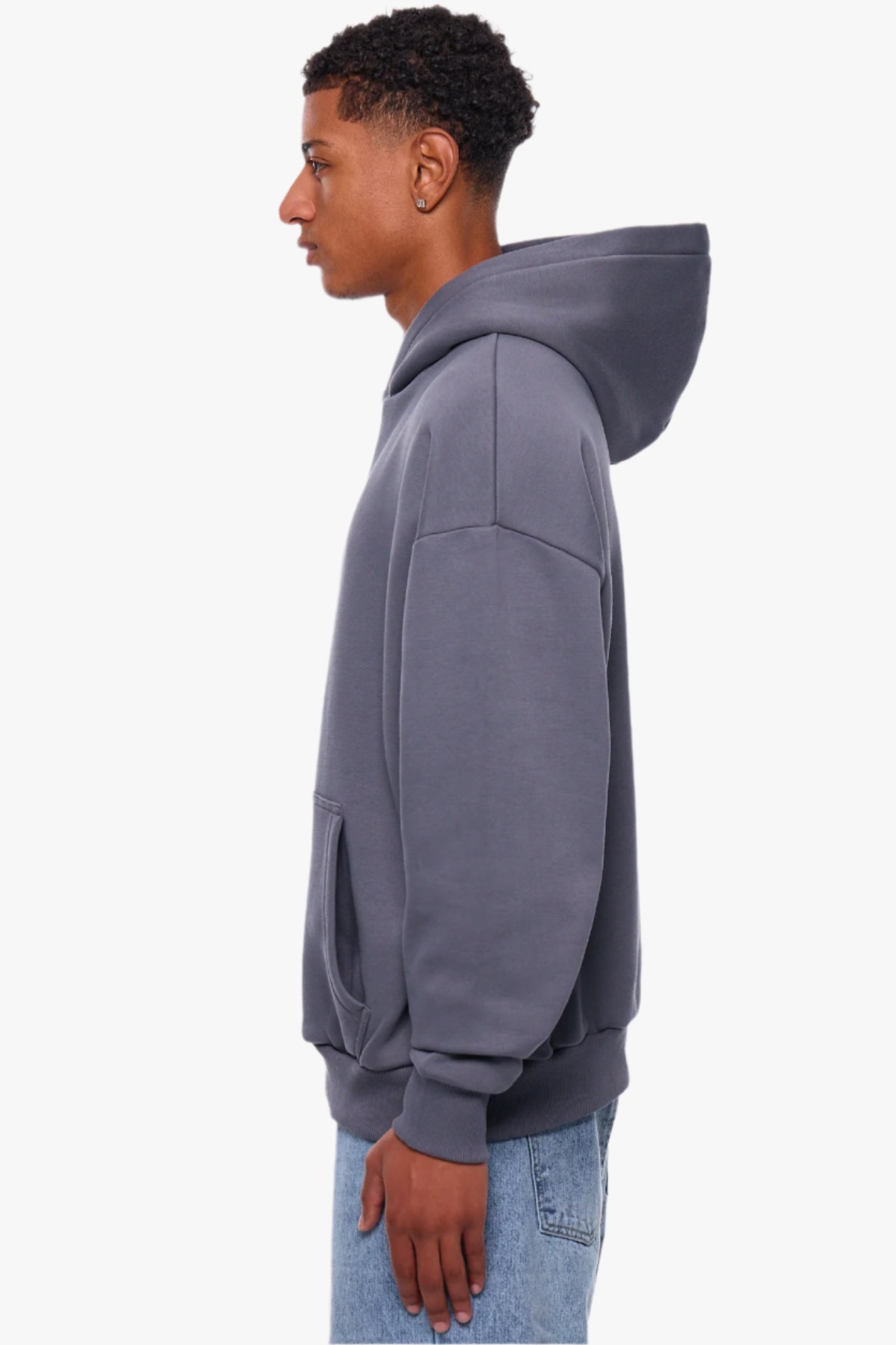 HEAVY OVERSIZE MIDDLE RUBBER PATCH HOODIE STEEL GREY