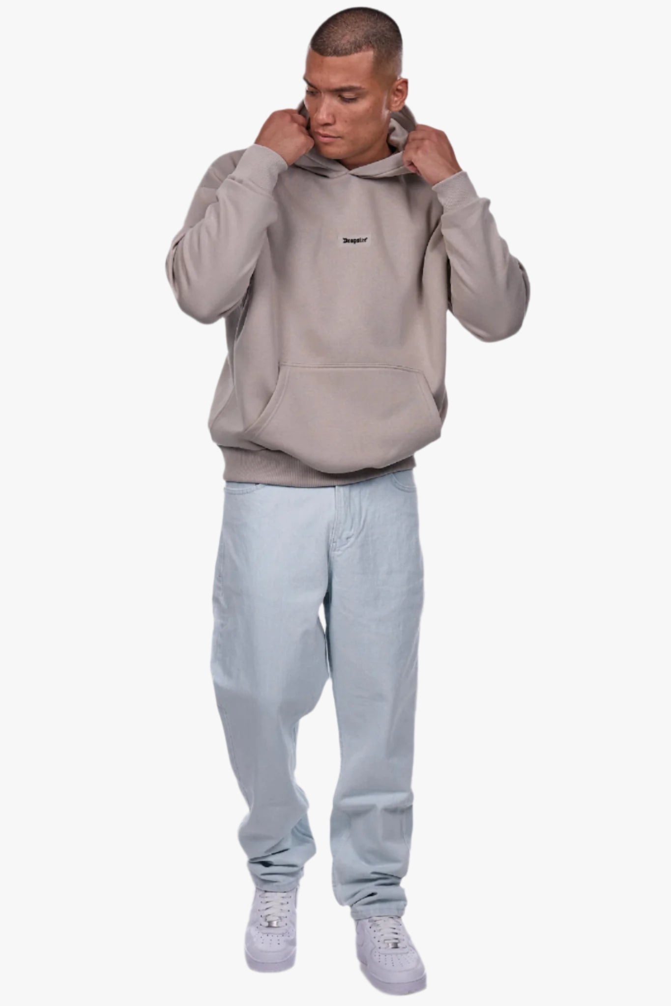 HEAVY OVERSIZE MIDDLE RUBBER PATCH HOODIE STONE