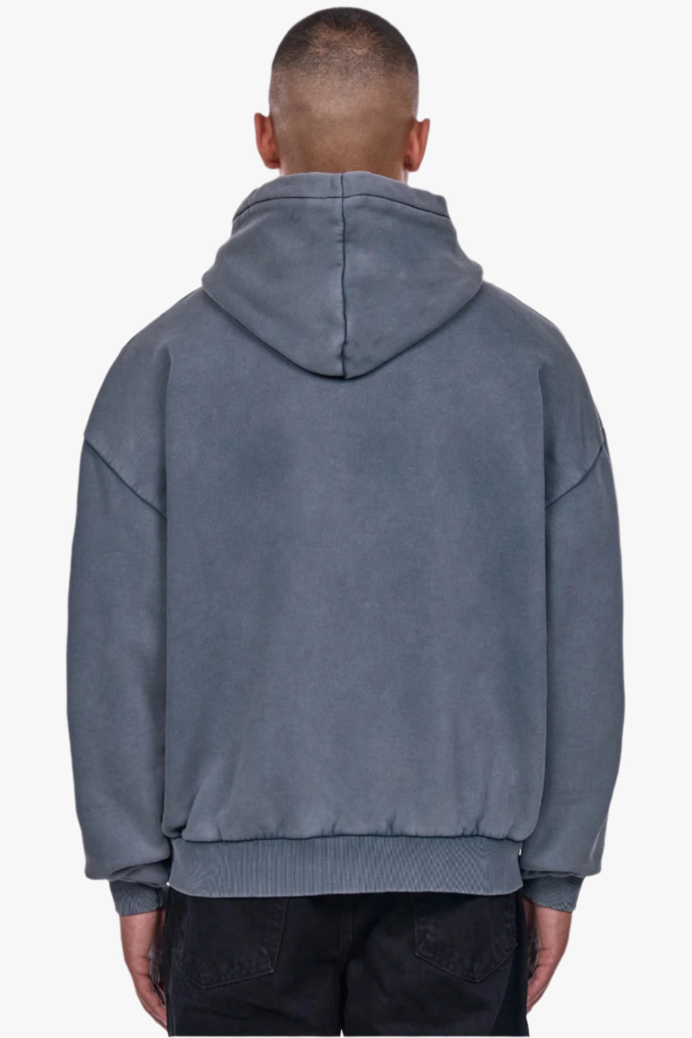 HEAVY OVERSIZE MIDDLE RUBBER PATCH HOODIE WASHED GREY