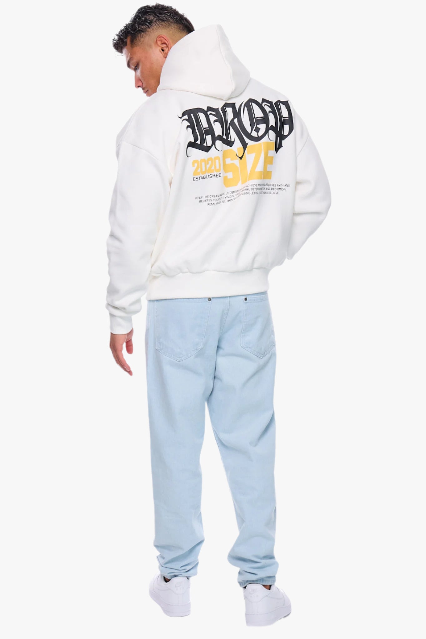 HEAVY OVERSIZE FAITH AND BELIEVE HOODIE CREAM WHITE