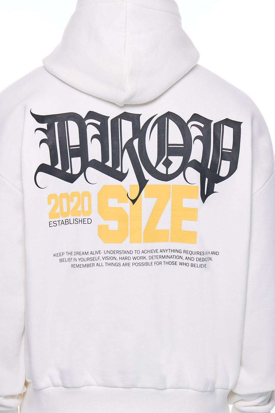 HEAVY OVERSIZE FAITH AND BELIEVE HOODIE CREAM WHITE