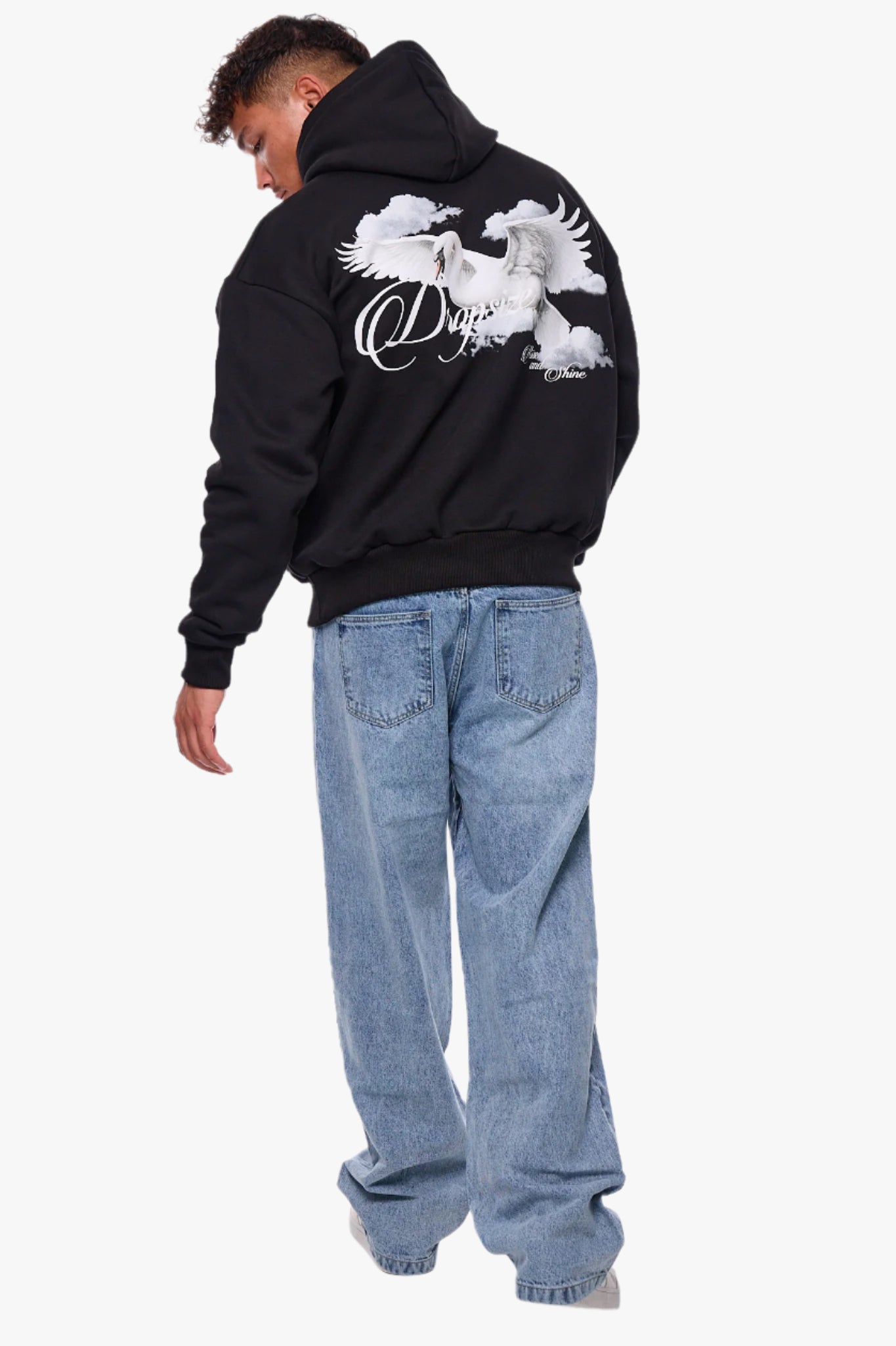 HEAVY OVERSIZE RISE AND SHINE HOODIE BLACK