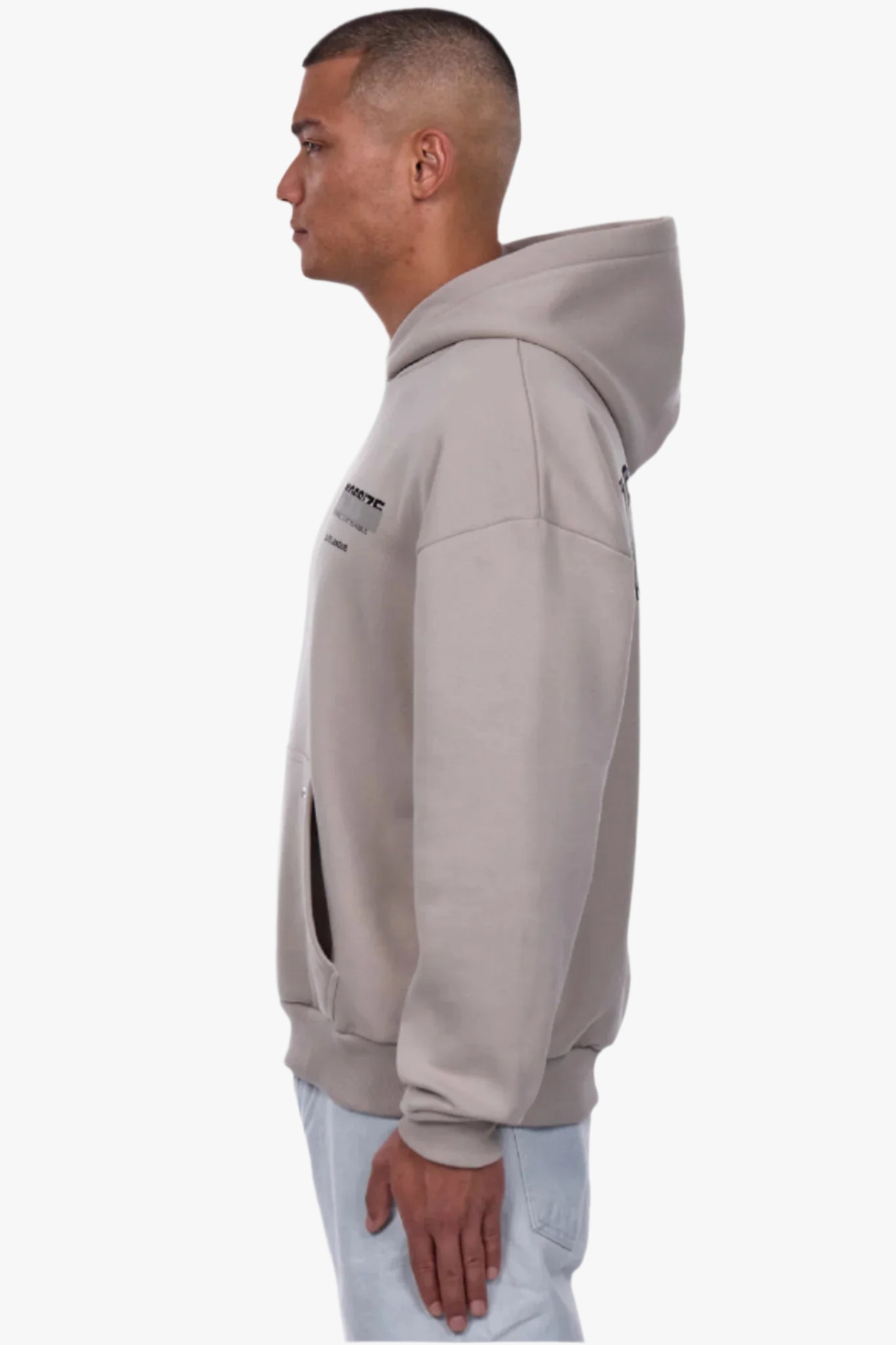 HEAVY OVERSIZE CENSORED HOODIE STONE
