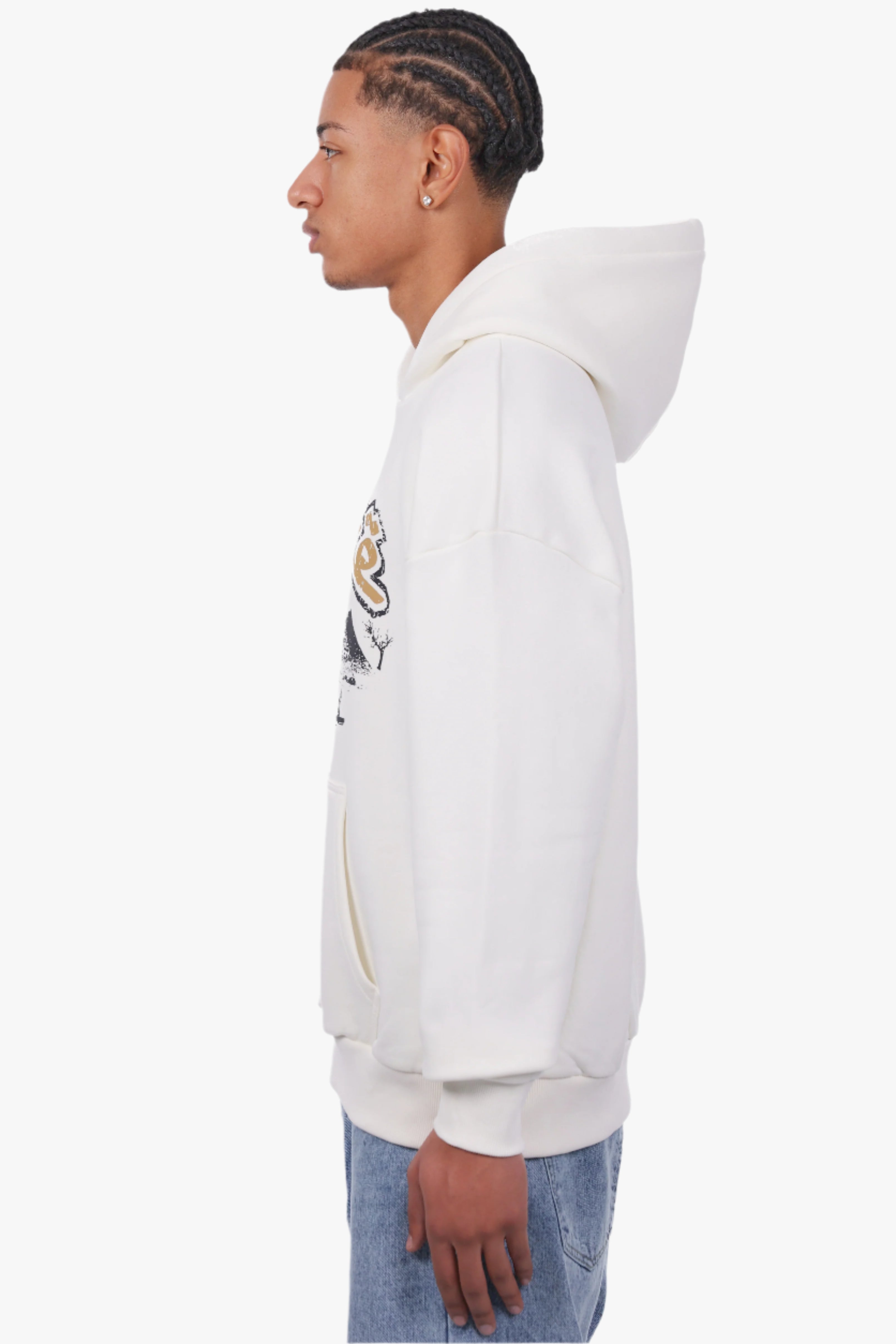 HEAVY OVERSIZE MOUNTAIN HOODIE CREAM WHITE