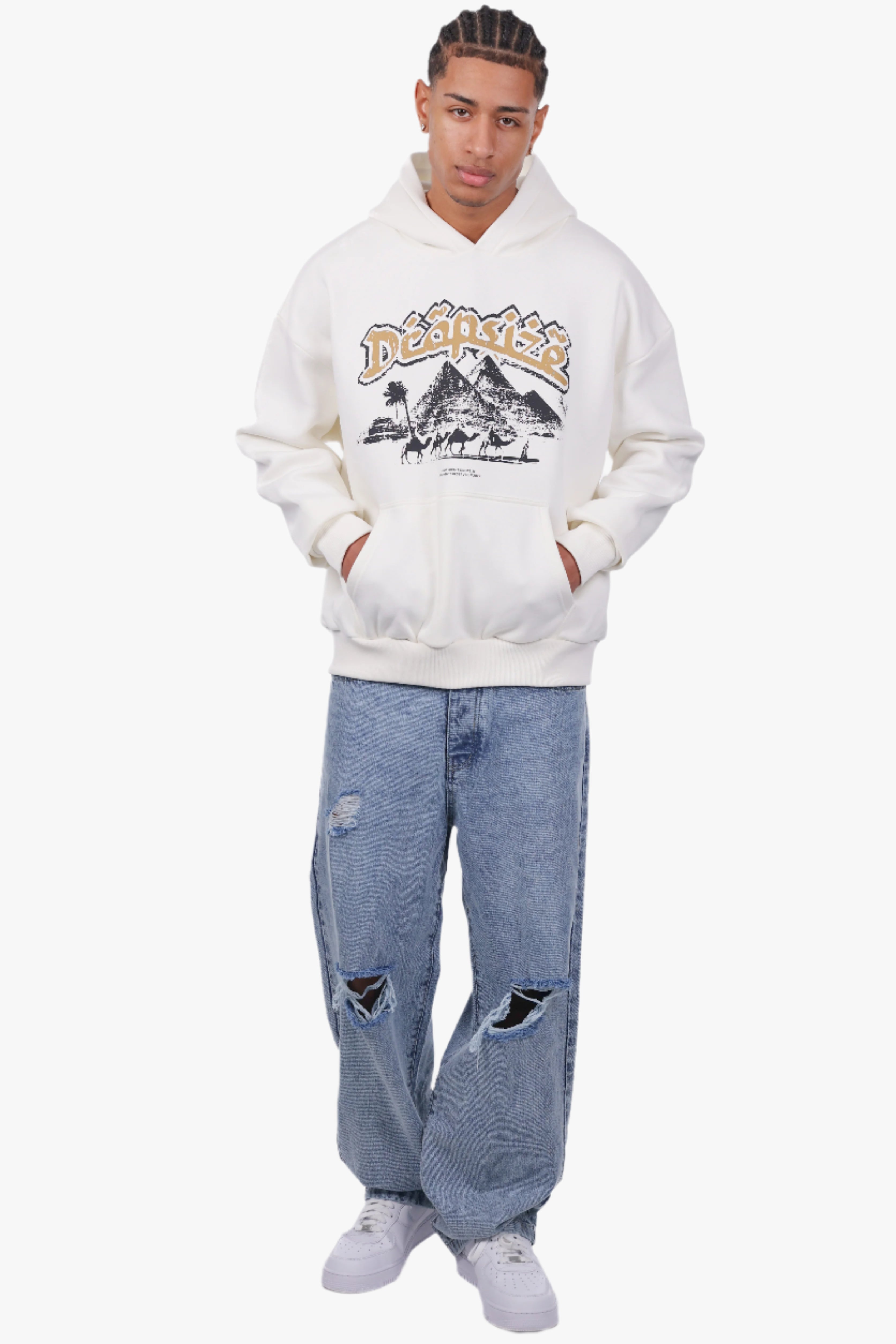 HEAVY OVERSIZE MOUNTAIN HOODIE CREAM WHITE