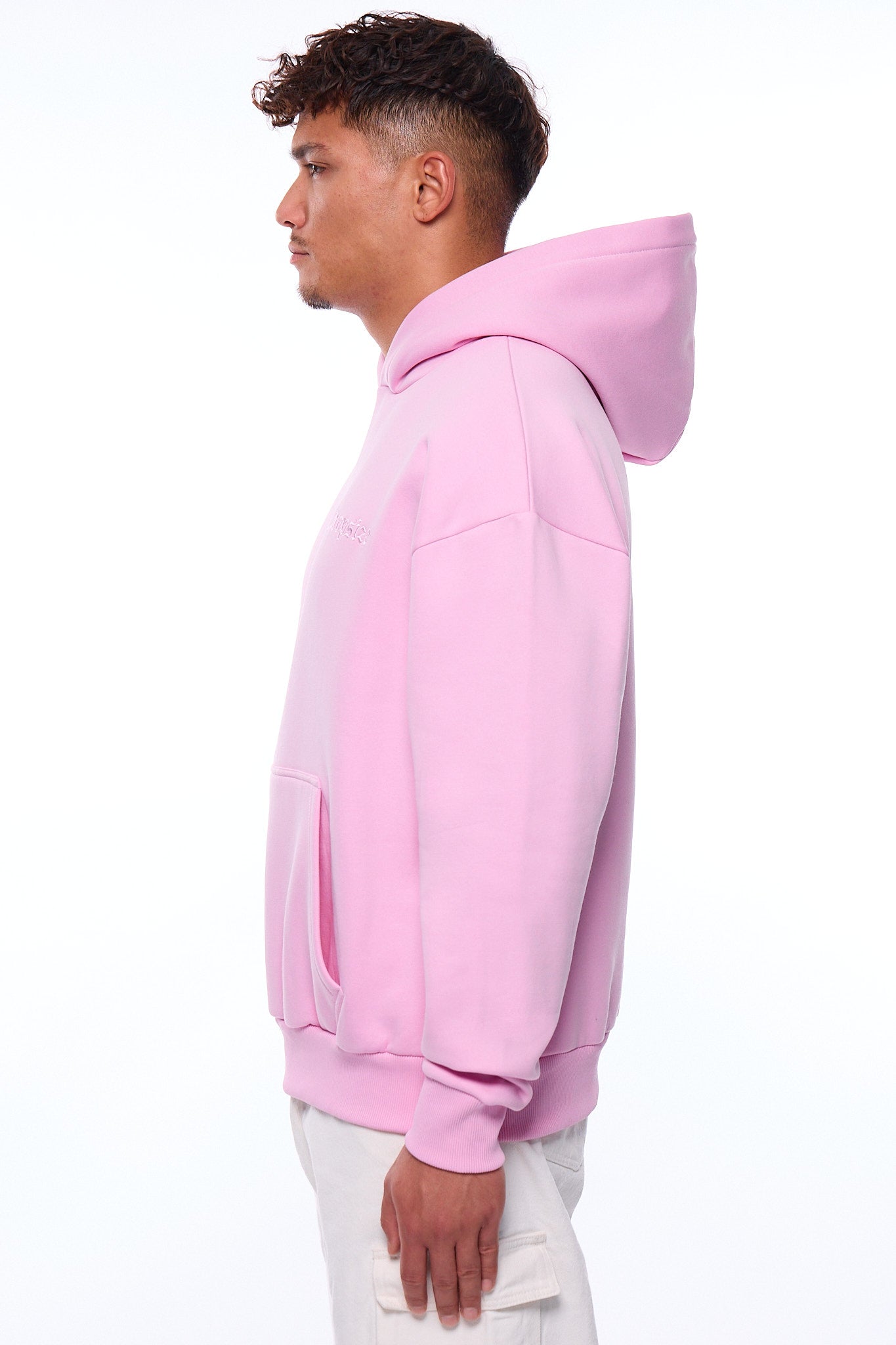 HEAVY OVERSIZE EMBO HOODIE PINK