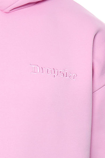 HEAVY OVERSIZE EMBO HOODIE PINK