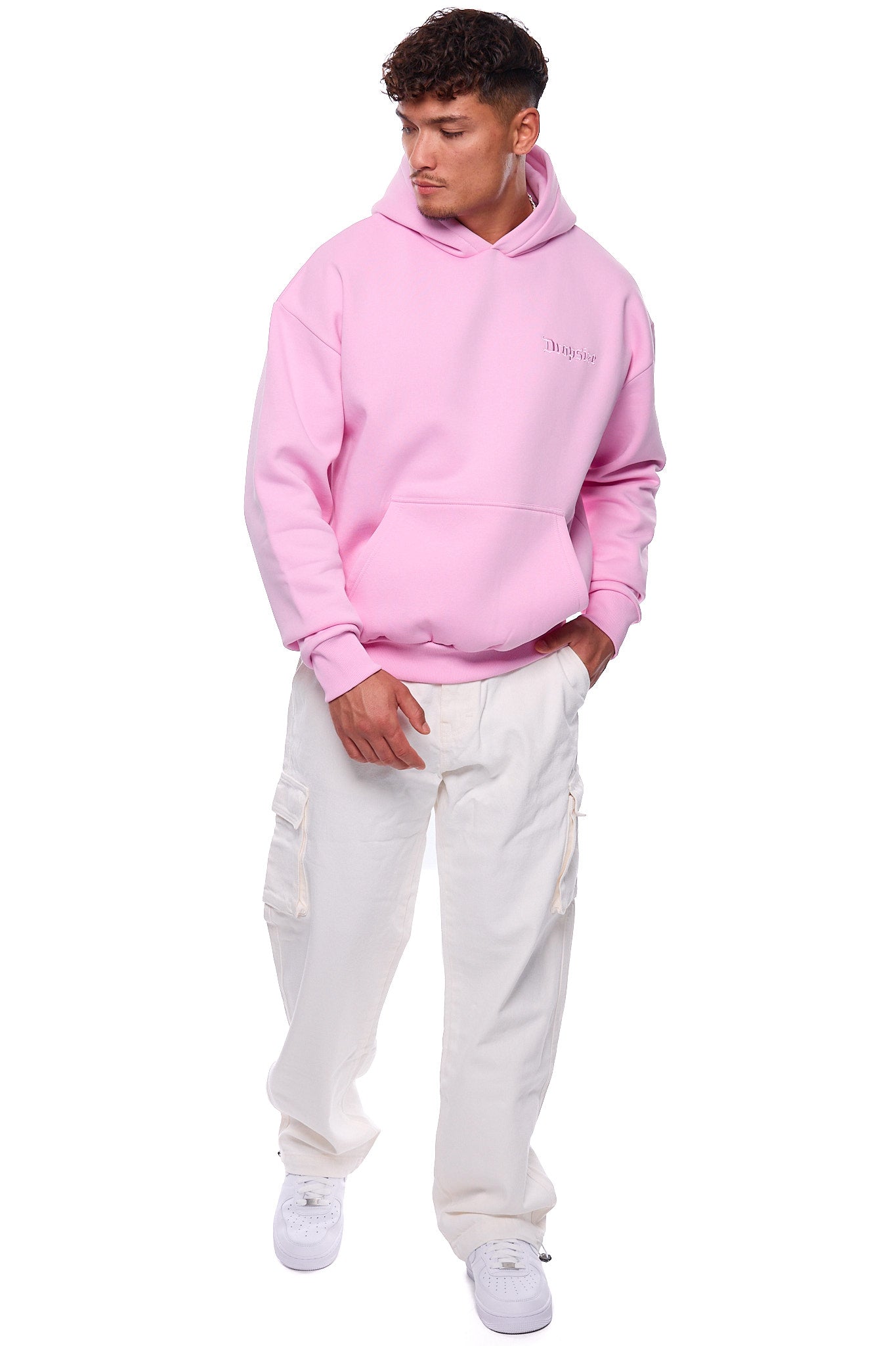 HEAVY OVERSIZE EMBO HOODIE PINK