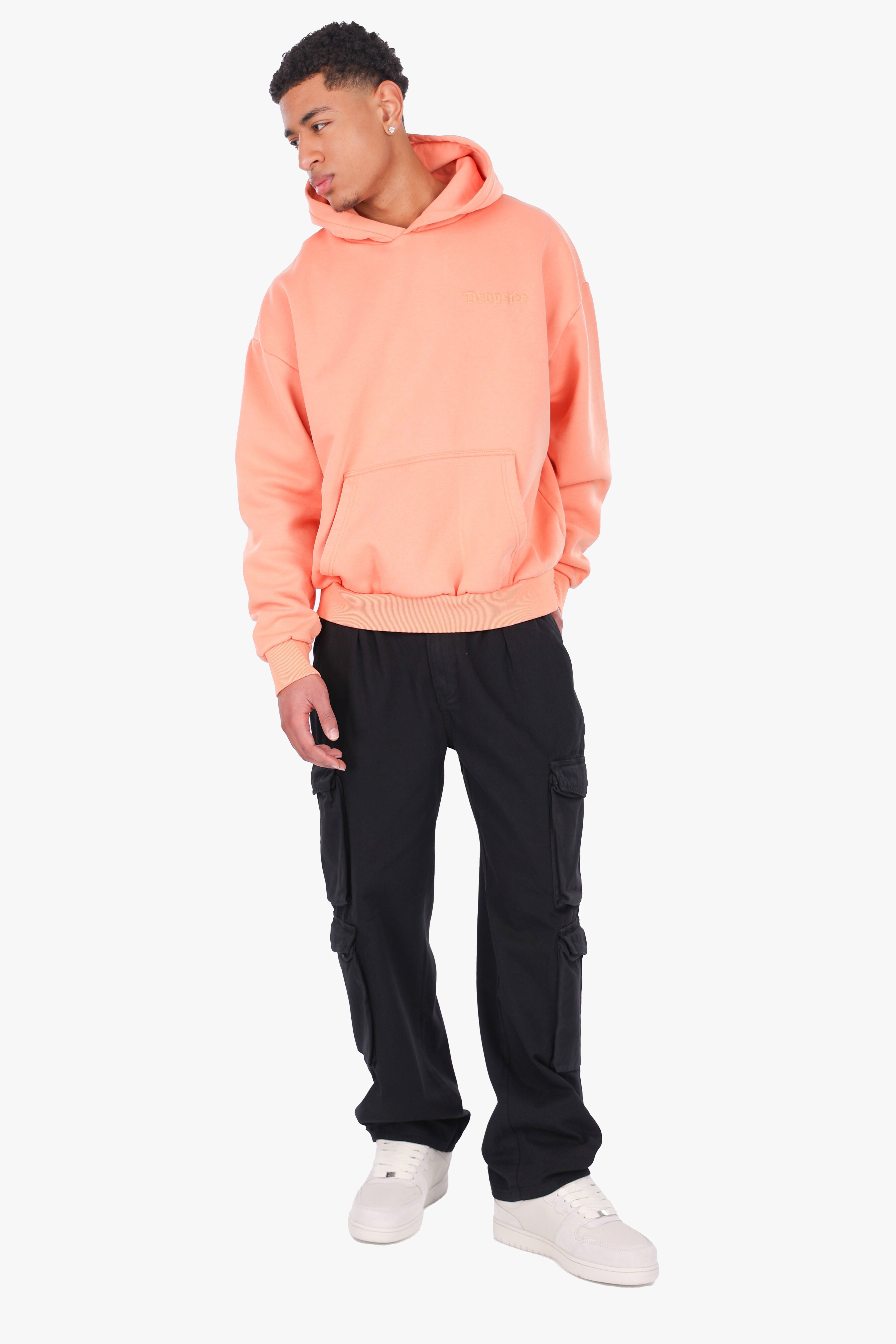 HEAVY OVERSIZE EMBO HOODIE ORANGE