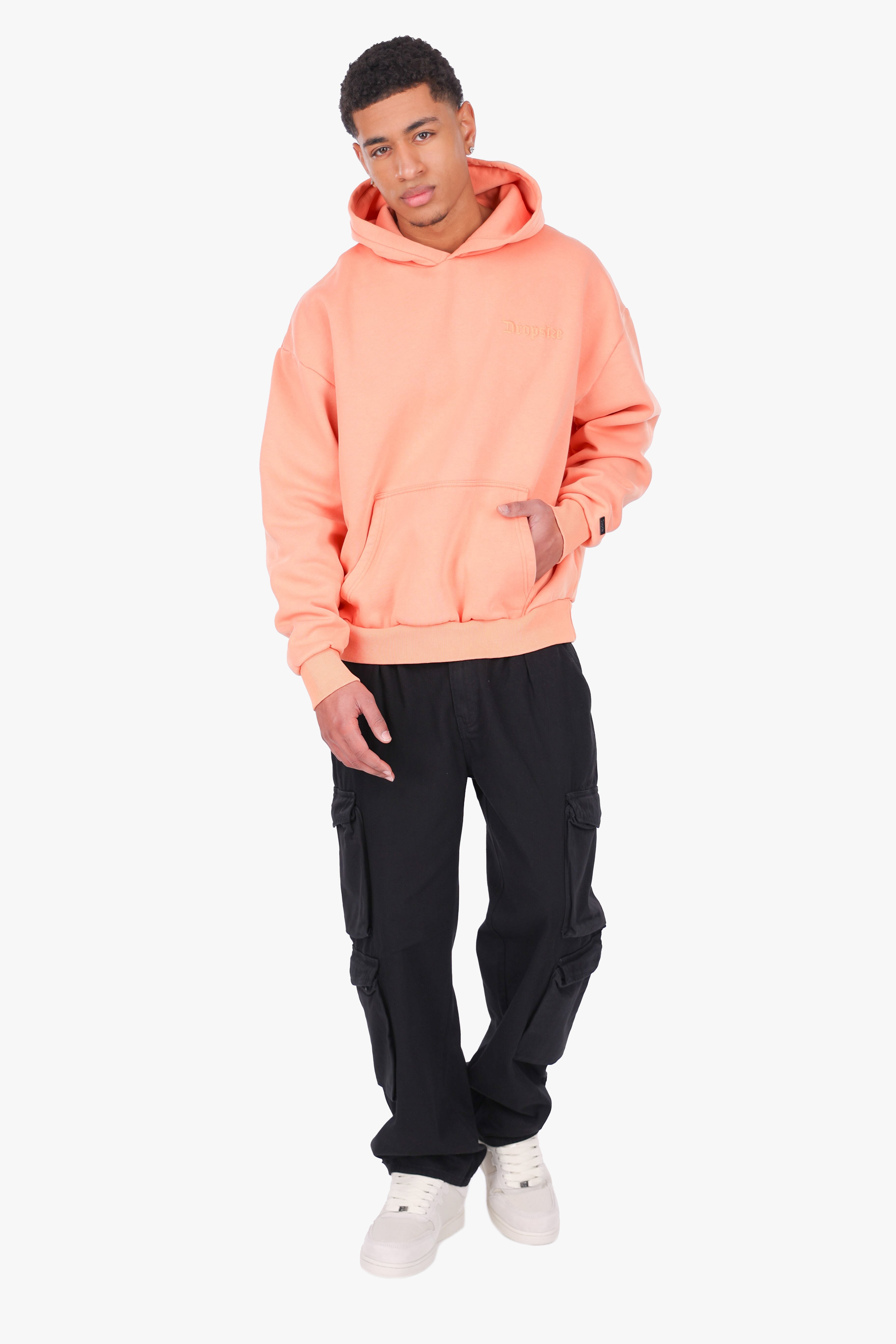 HEAVY OVERSIZE EMBO HOODIE ORANGE