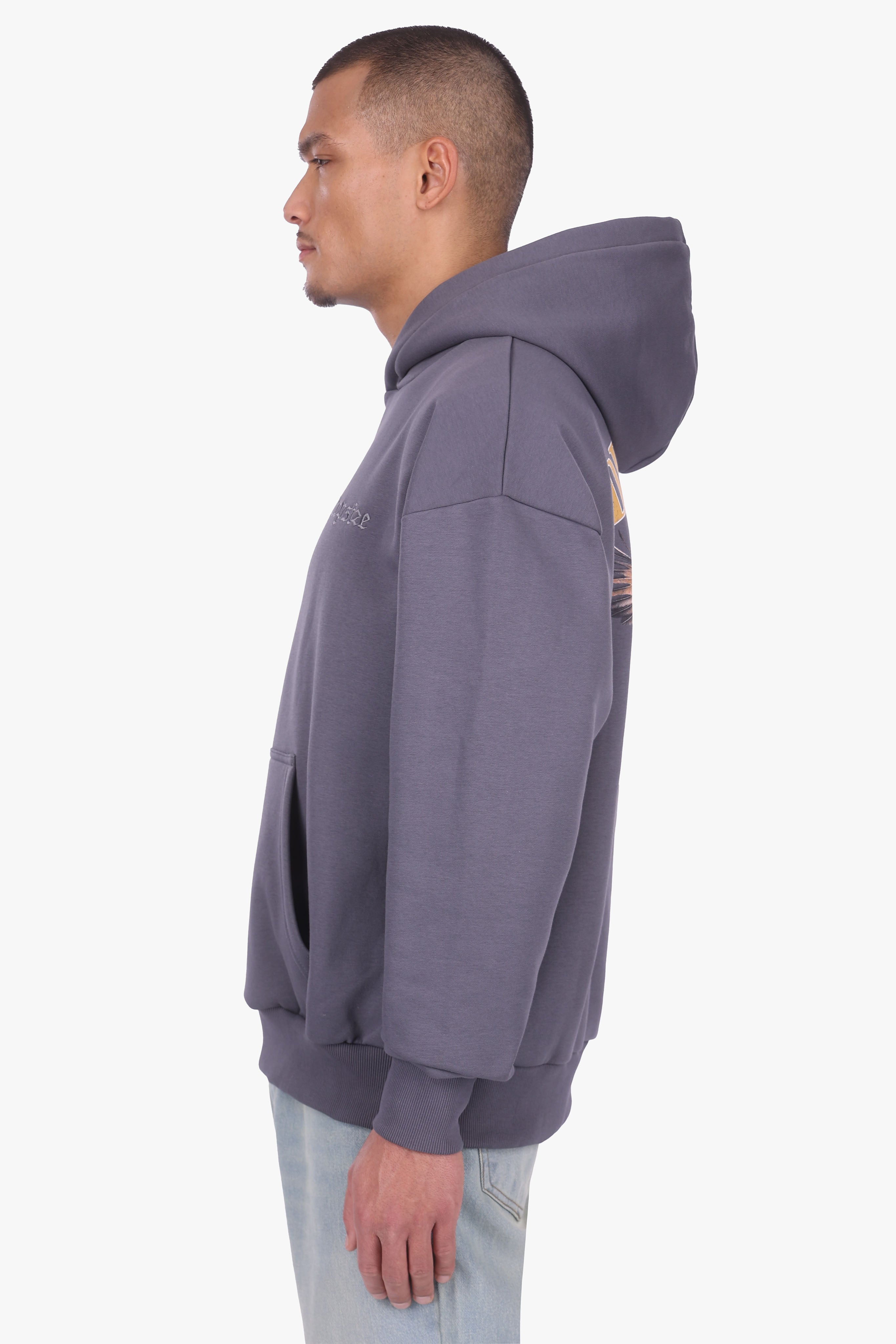 HEAVY OVERSIZE EAGLE HOODIE STEEL GREY