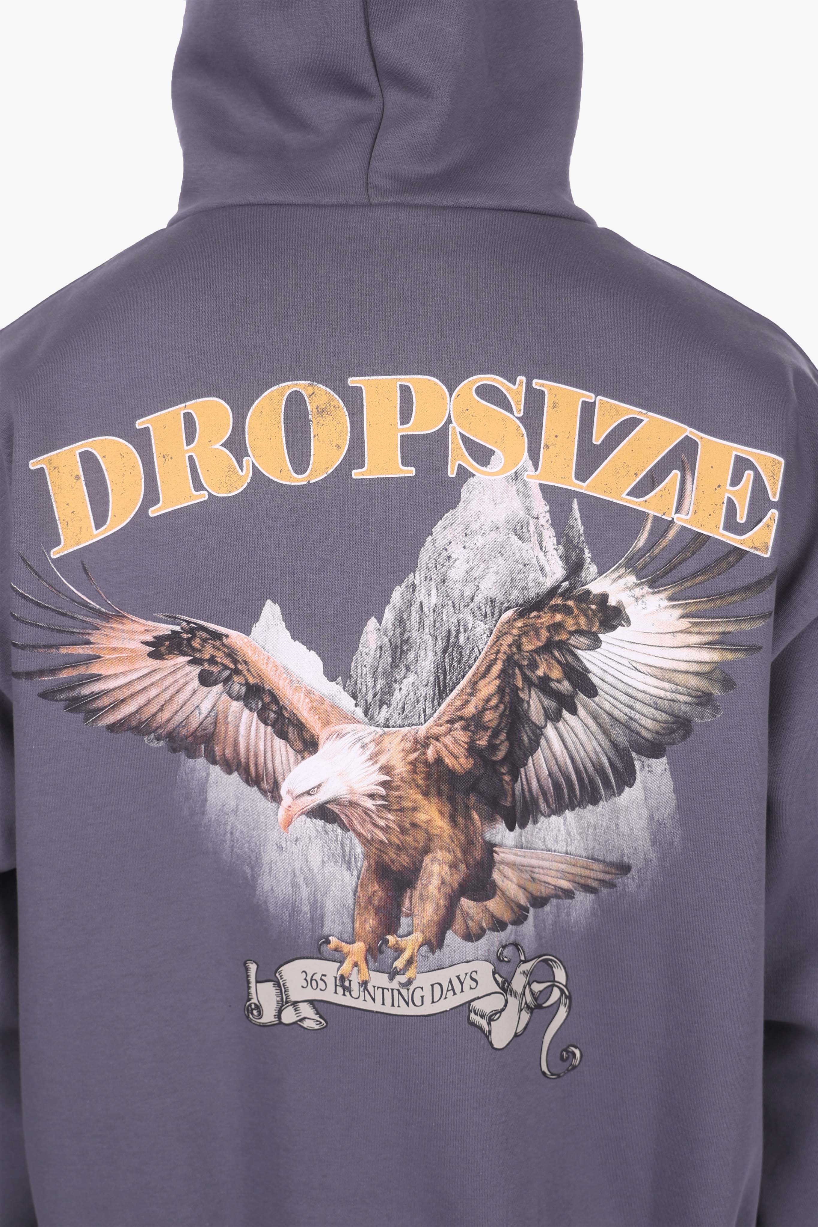 HEAVY OVERSIZE EAGLE HOODIE STEEL GREY