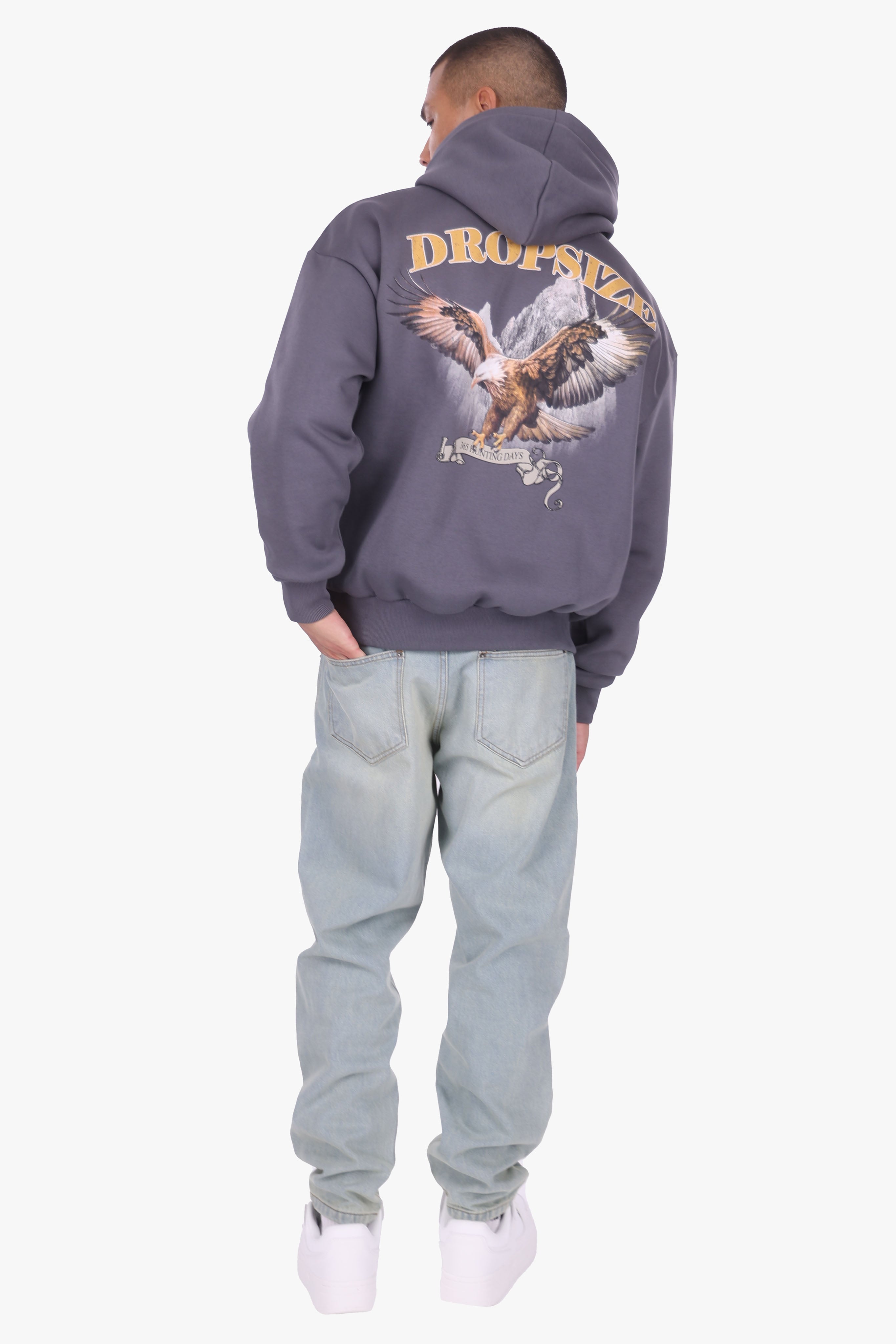 HEAVY OVERSIZE EAGLE HOODIE STEEL GREY