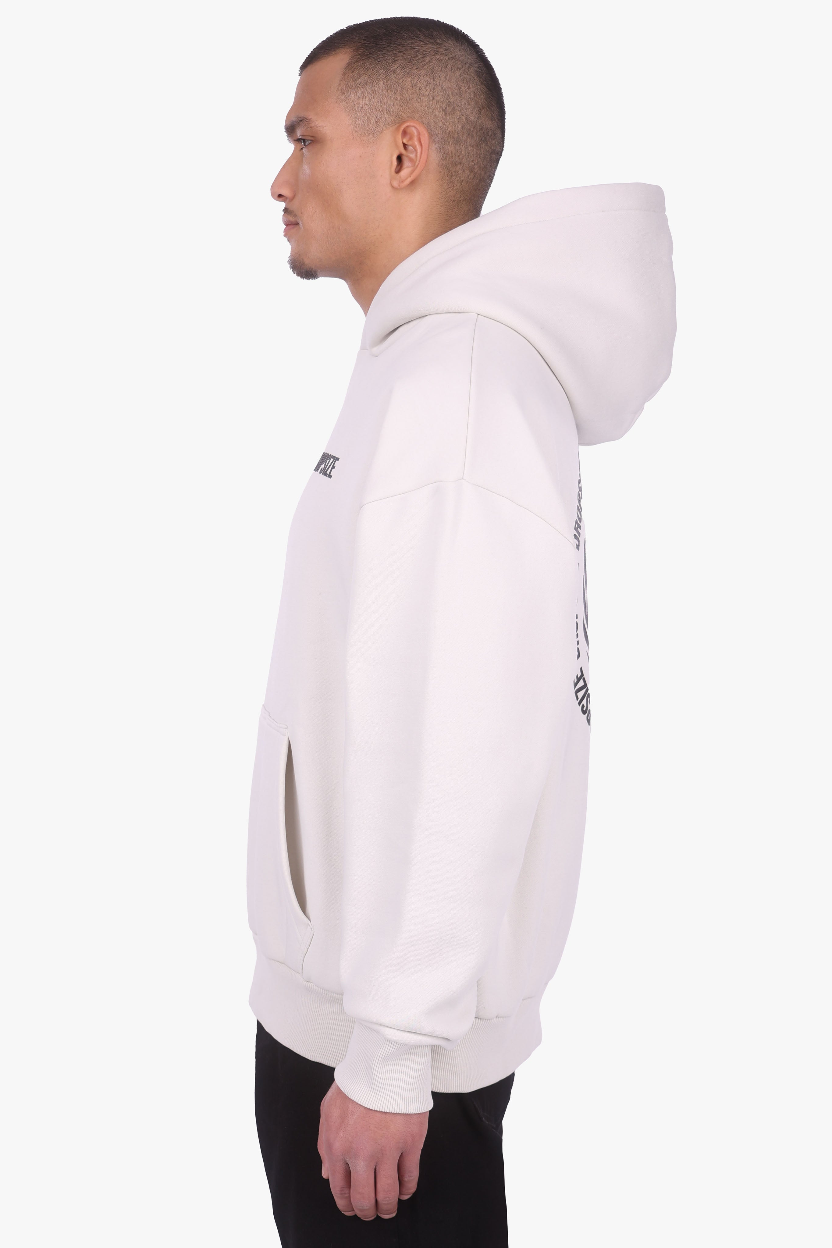 HEAVY OVERSIZE HUSTLE CLUB HOODIE LIGHT GREY