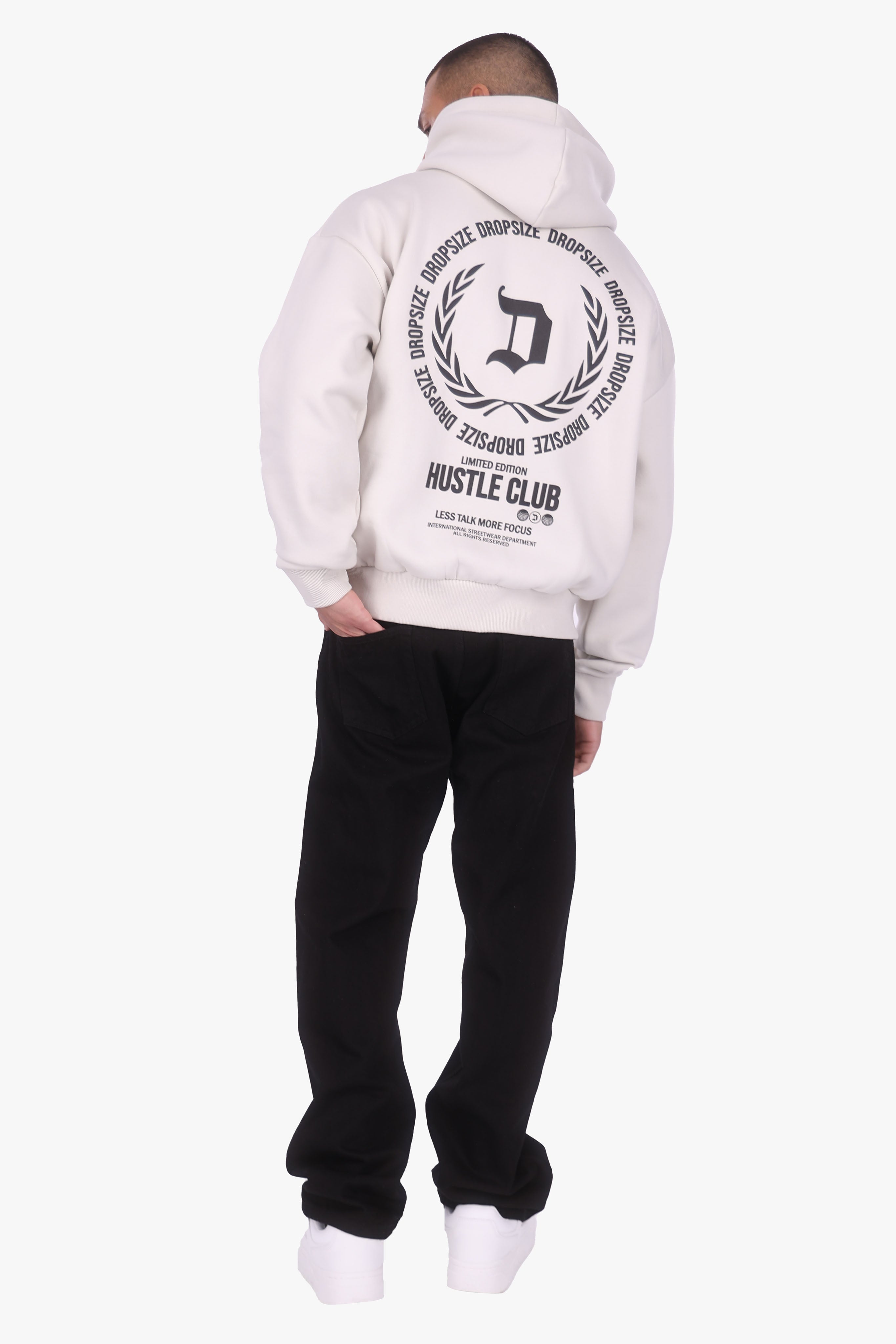 HEAVY OVERSIZE HUSTLE CLUB HOODIE LIGHT GREY