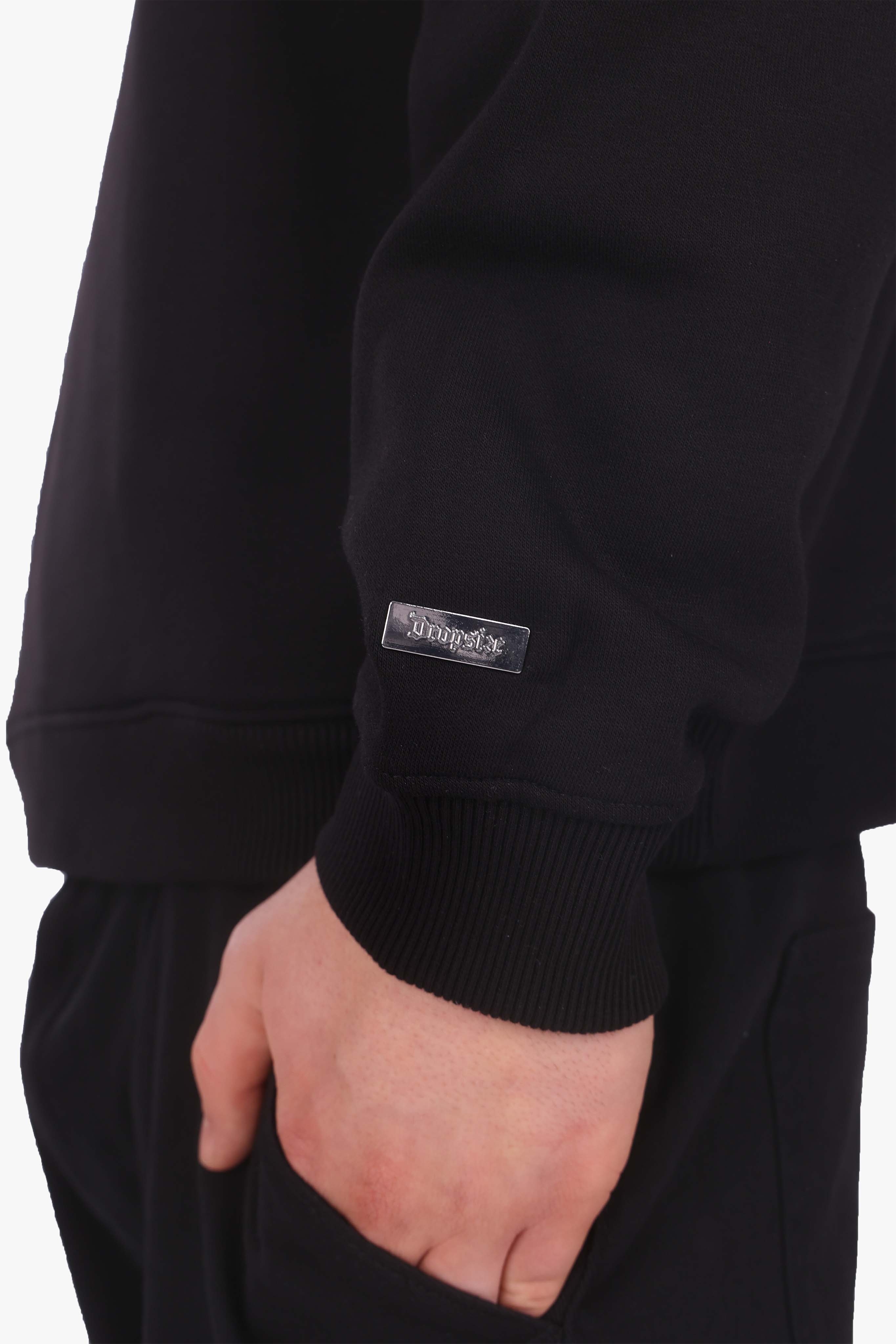 HEAVY OVERSIZED HALF ZIPPER BLACK