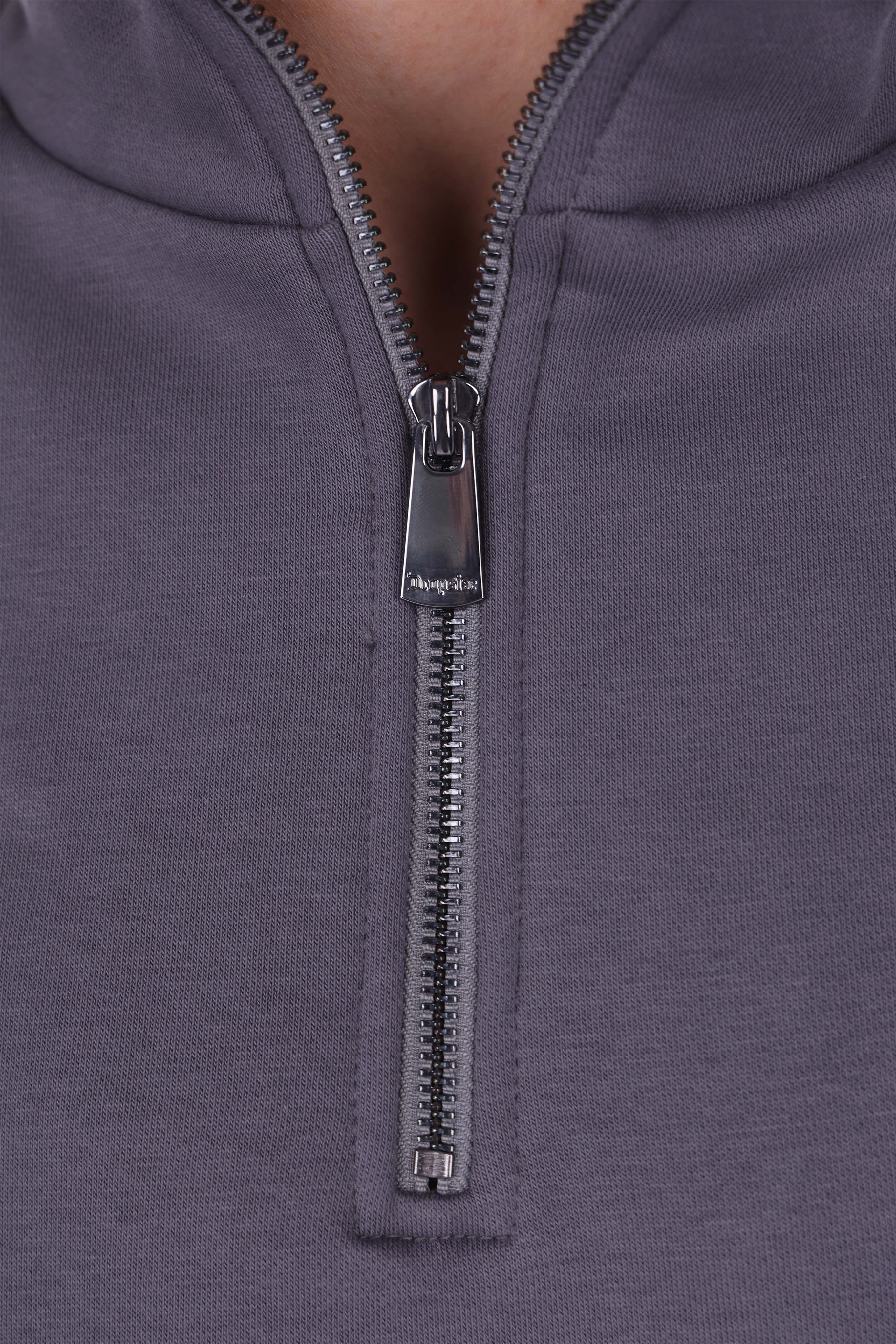 HEAVY OVERSIZED HALF ZIPPER STEEL GREY