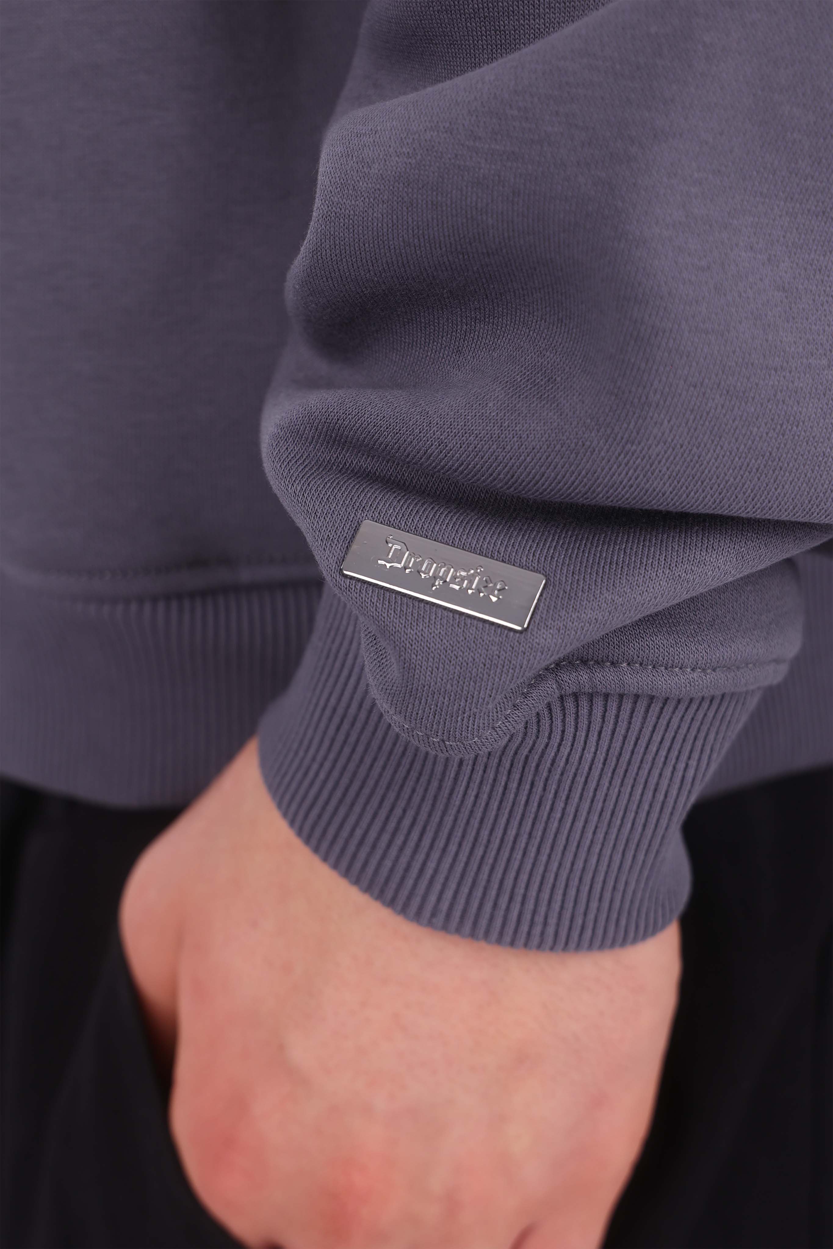 HEAVY OVERSIZED HALF ZIPPER STEEL GREY