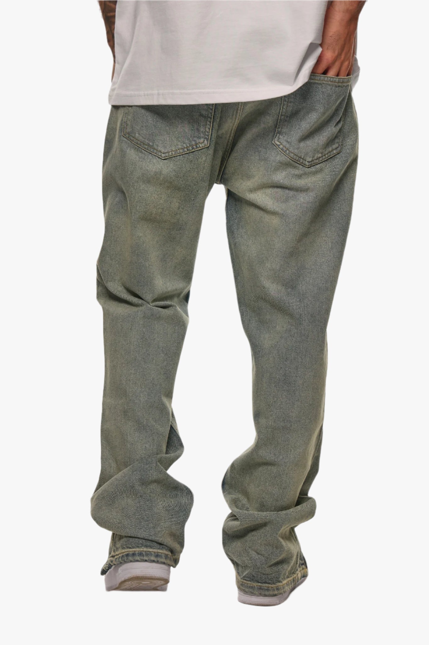 RIPPED ZIP JEANS