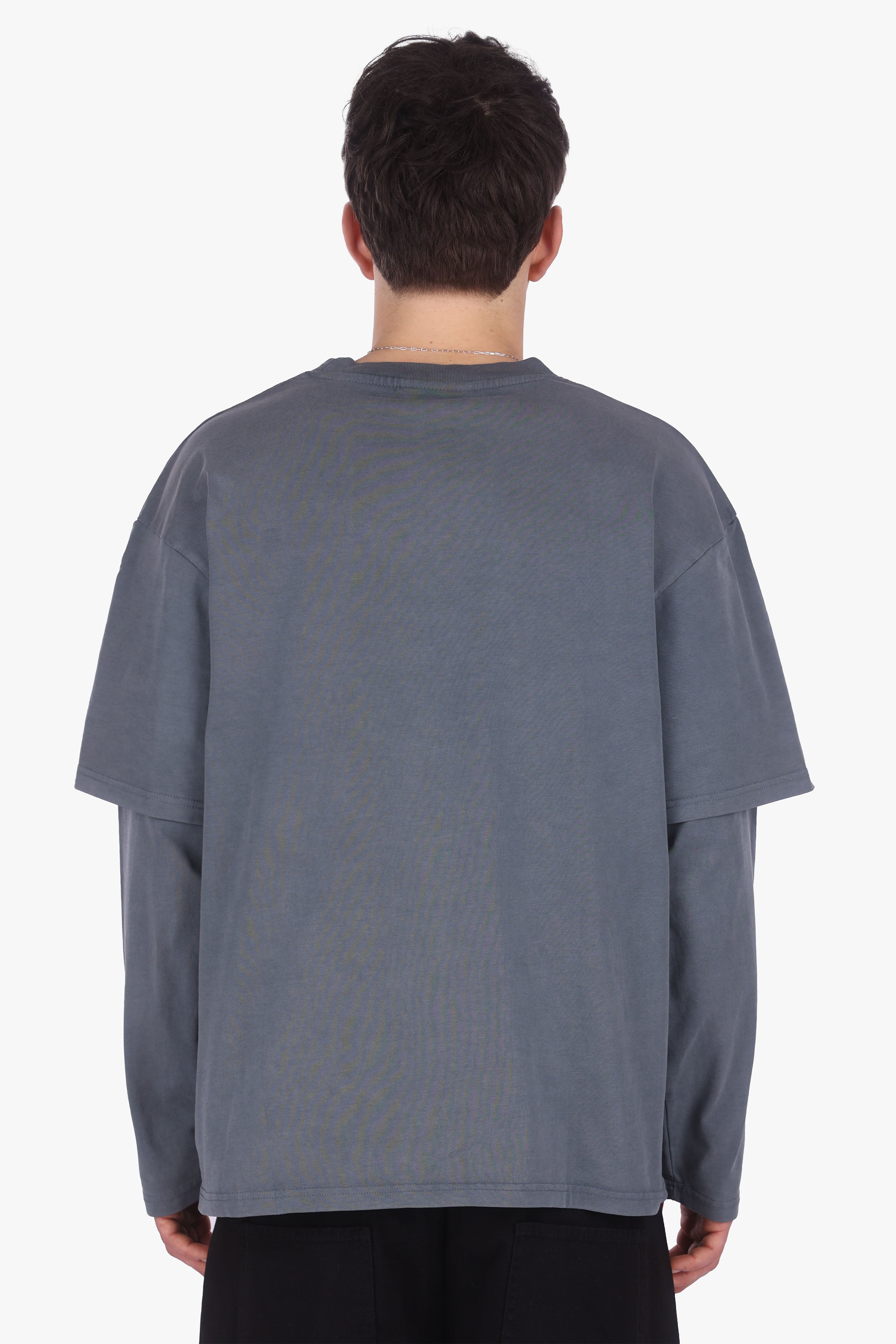 LAYER LONGSLEEVE ACID WASHED GREY