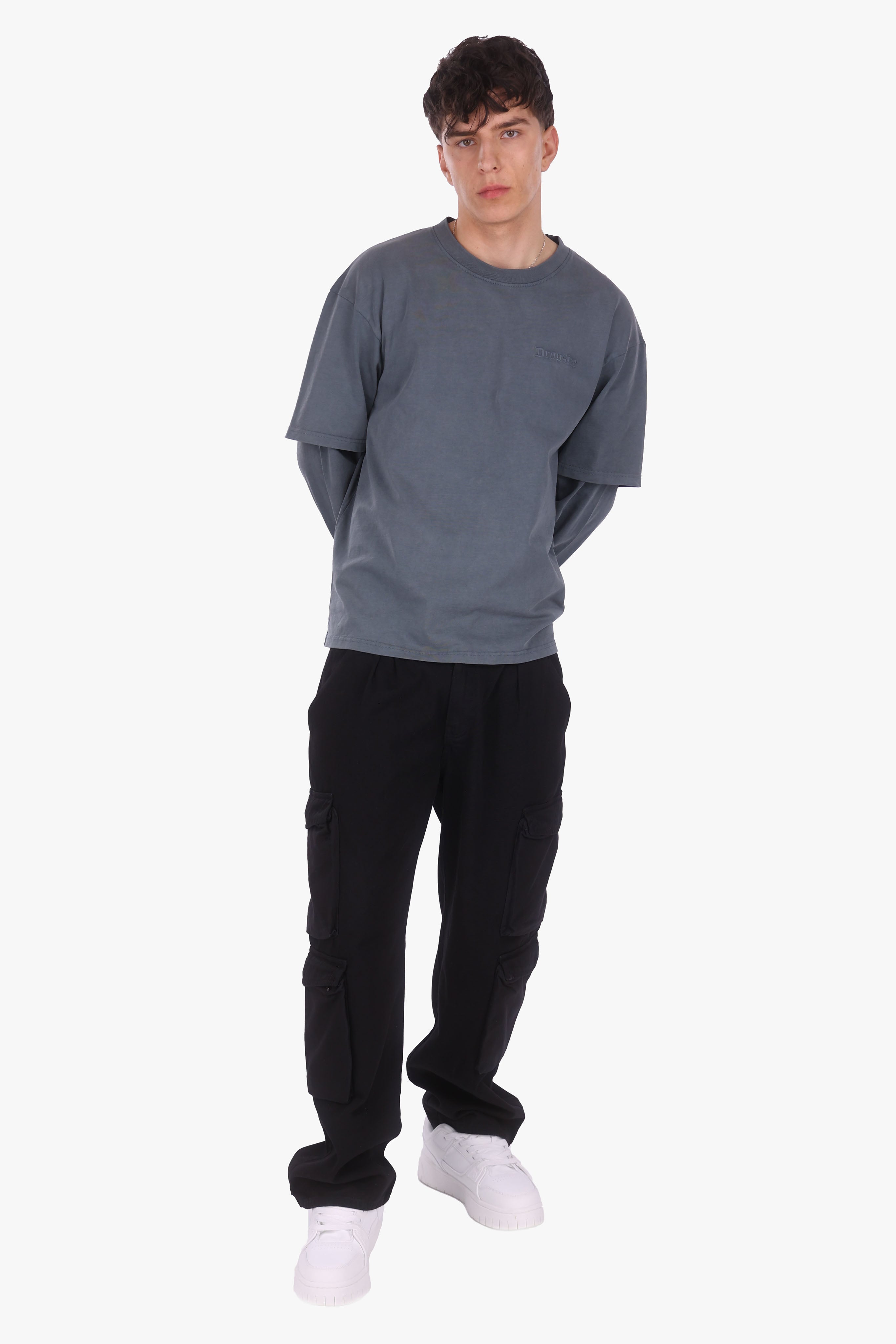 LAYER LONGSLEEVE ACID WASHED GREY