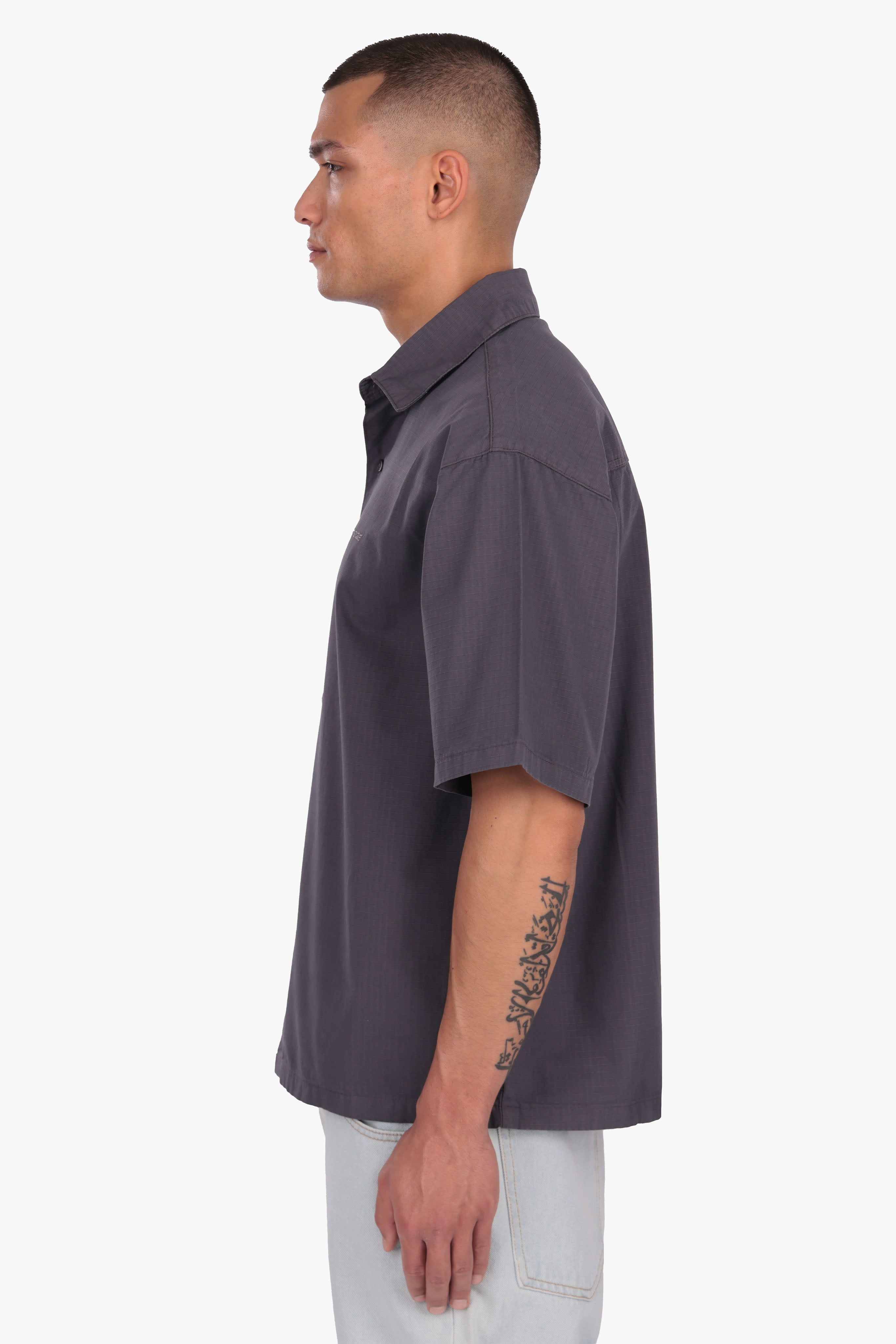 OVERSIZED SHORT SLEEVE SHIRT STEEL GREY