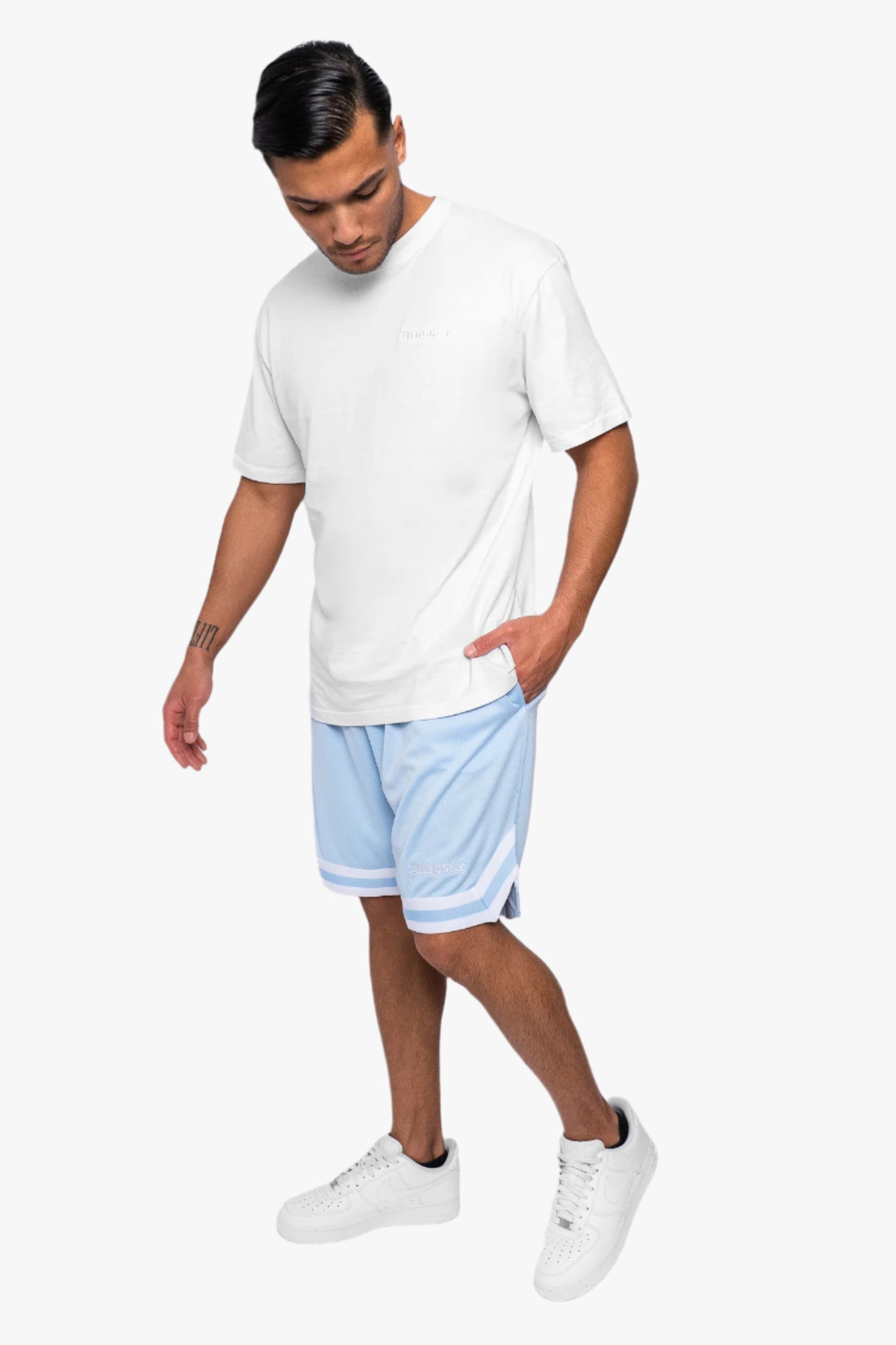LOGO MESH SHORTS BABY BLUE