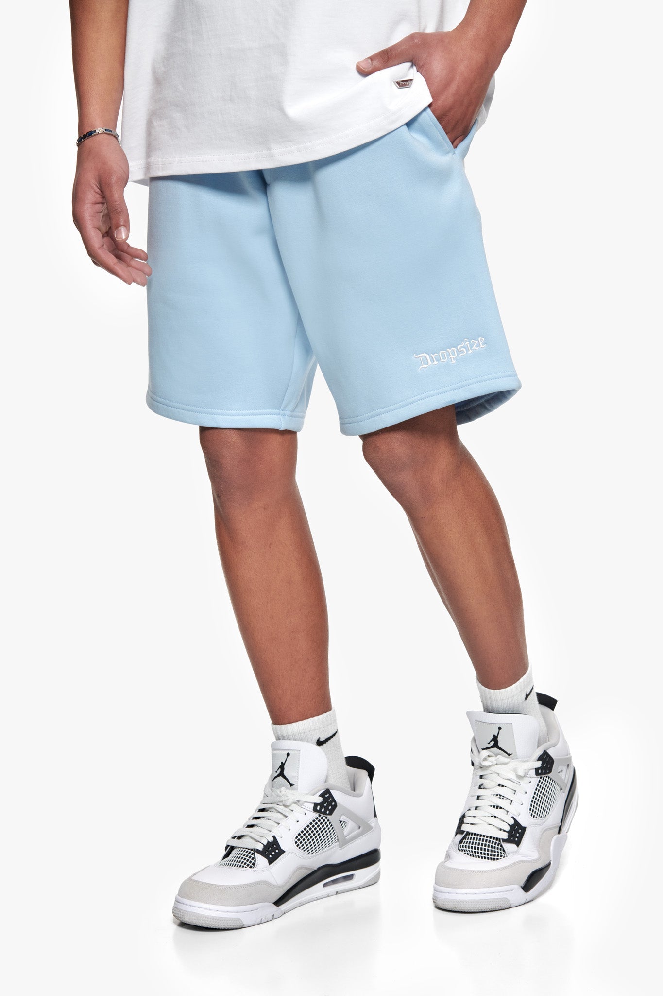 HEAVY EMBO SWEATSHORT BABY BLUE
