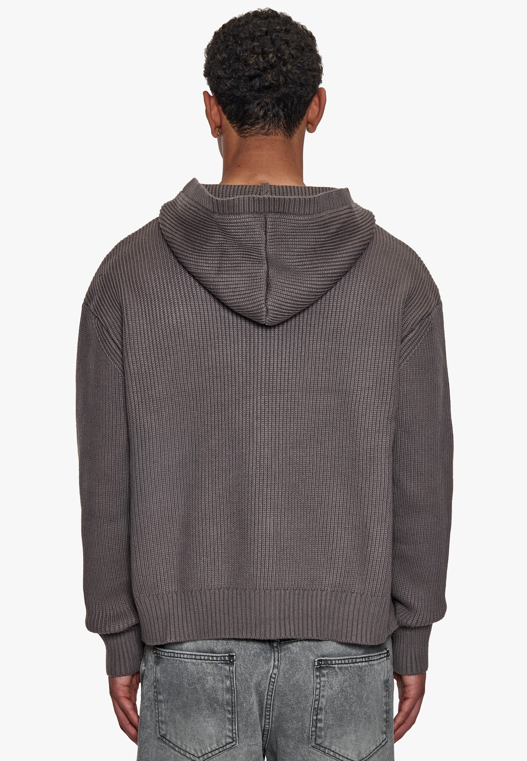 KNITTED ZIP- HOODIE GREY