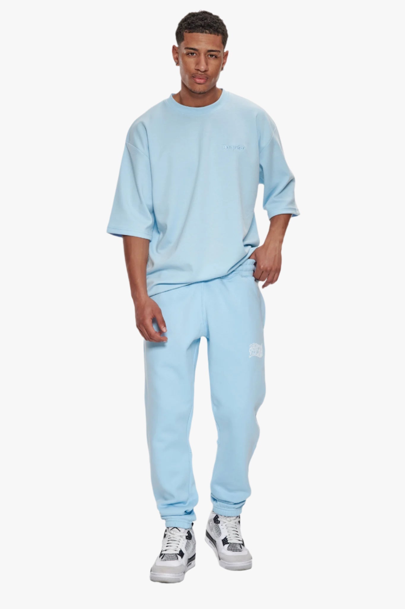 HEAVY MIRRORED LOGO JOGGER BABY BLUE