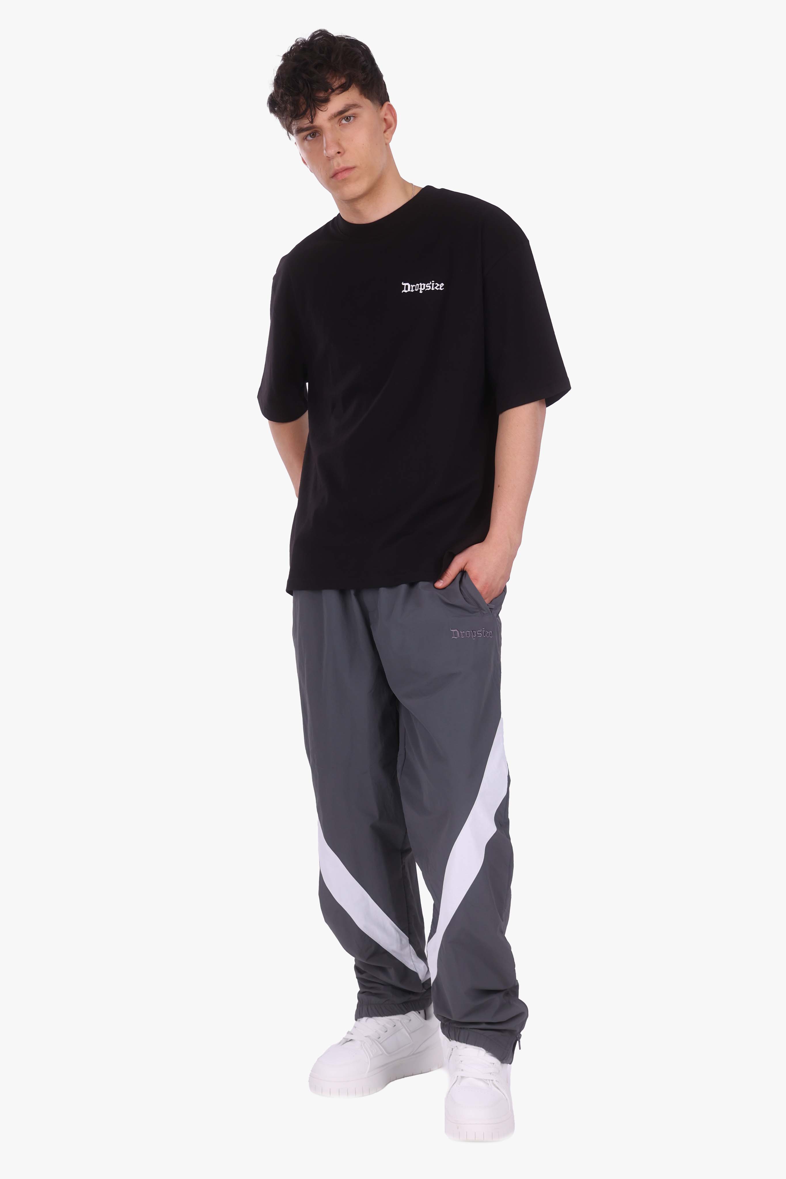 BIG STRIPE TRACK PANTS GREY/WHITE