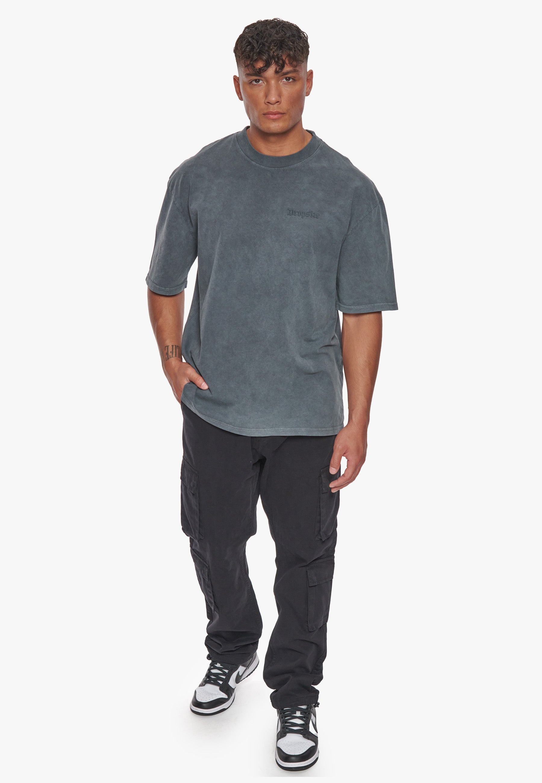 HEAVY OVERSIZE EMBO T-SHIRT WASHED GREY