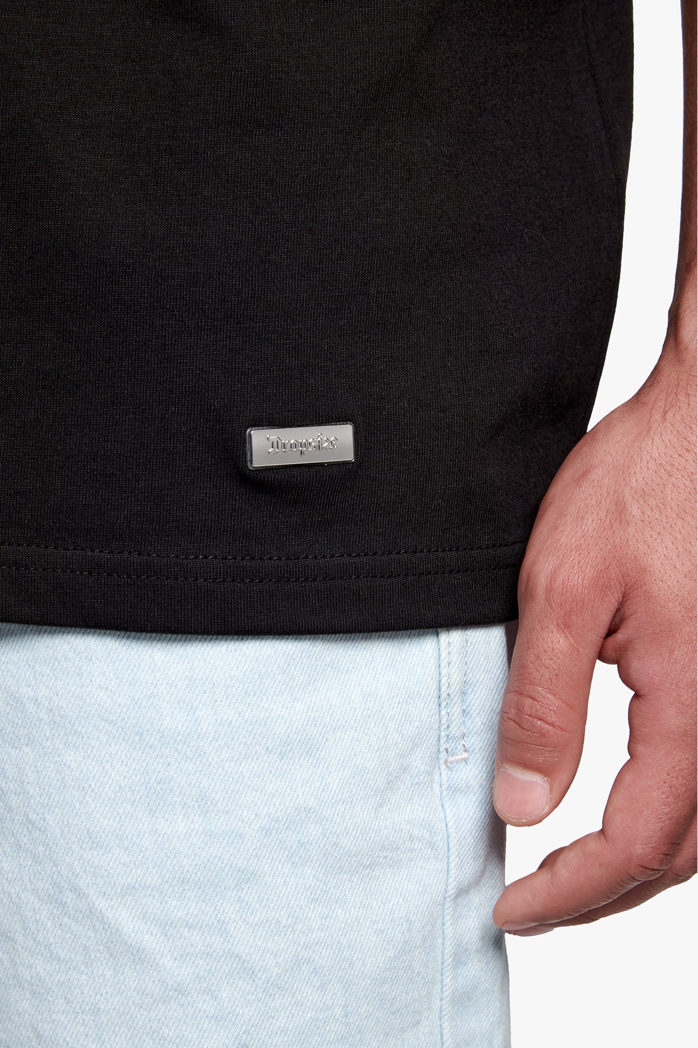 HEAVY OVERSIZE METAL PATCH BASIC T-SHIRT BLACK