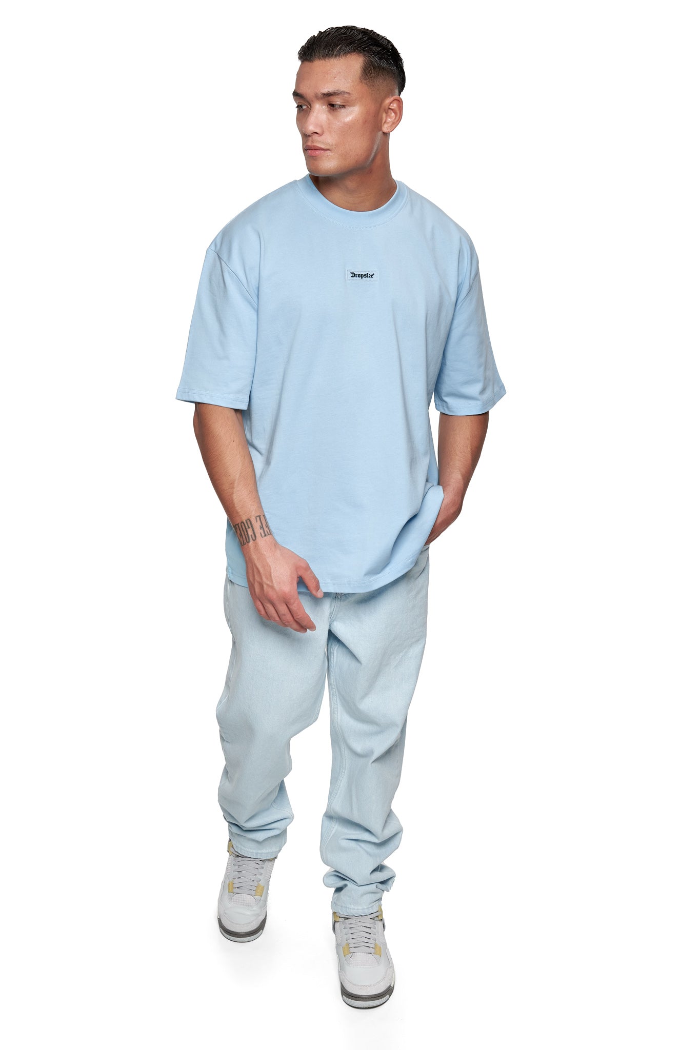 HEAVY OVERSIZE FRONT RUBBER PATCH T-SHIRT BABY BLUE