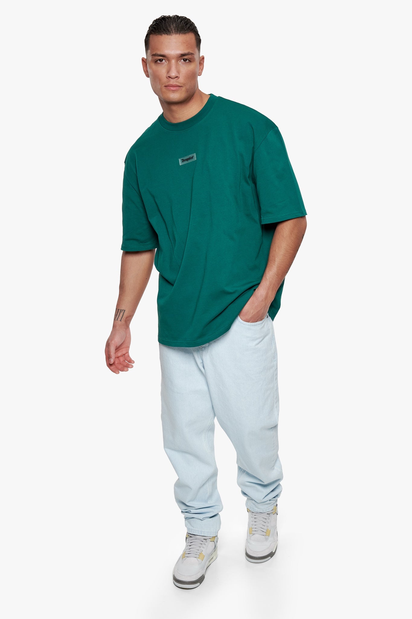 HEAVY OVERSIZE FRONT RUBBER PATCH T-SHIRT GREEN