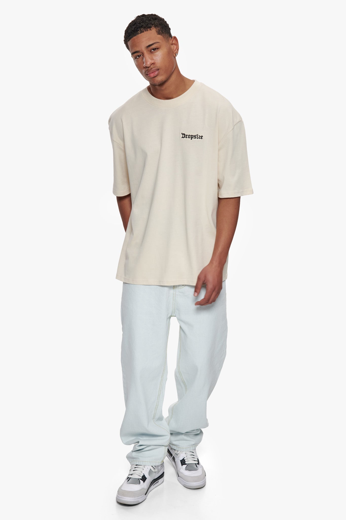 HEAVY OVERSIZE EMBO T-SHIRT COCONUT MILK