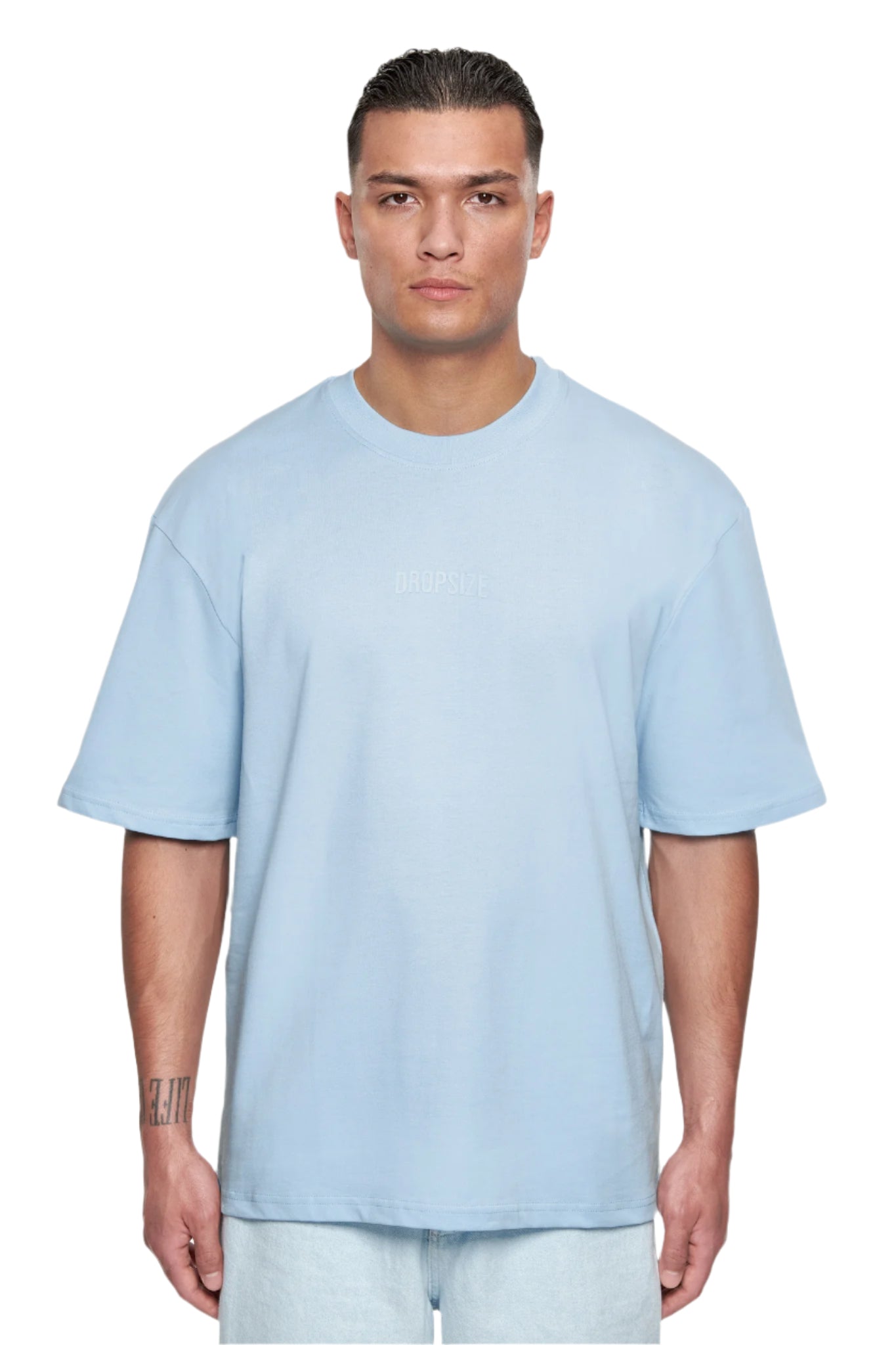 HEAVY OVERSIZE CURVED HD LOGO T-SHIRT BABY BLUE