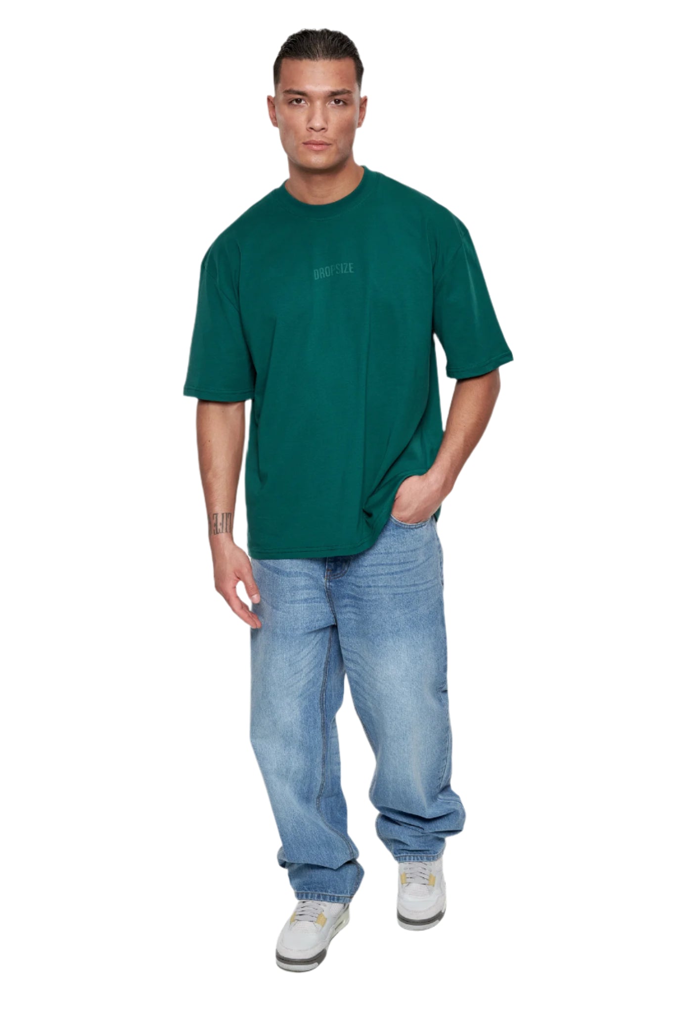 HEAVY OVERSIZE CURVED HD LOGO T-SHIRT GREEN